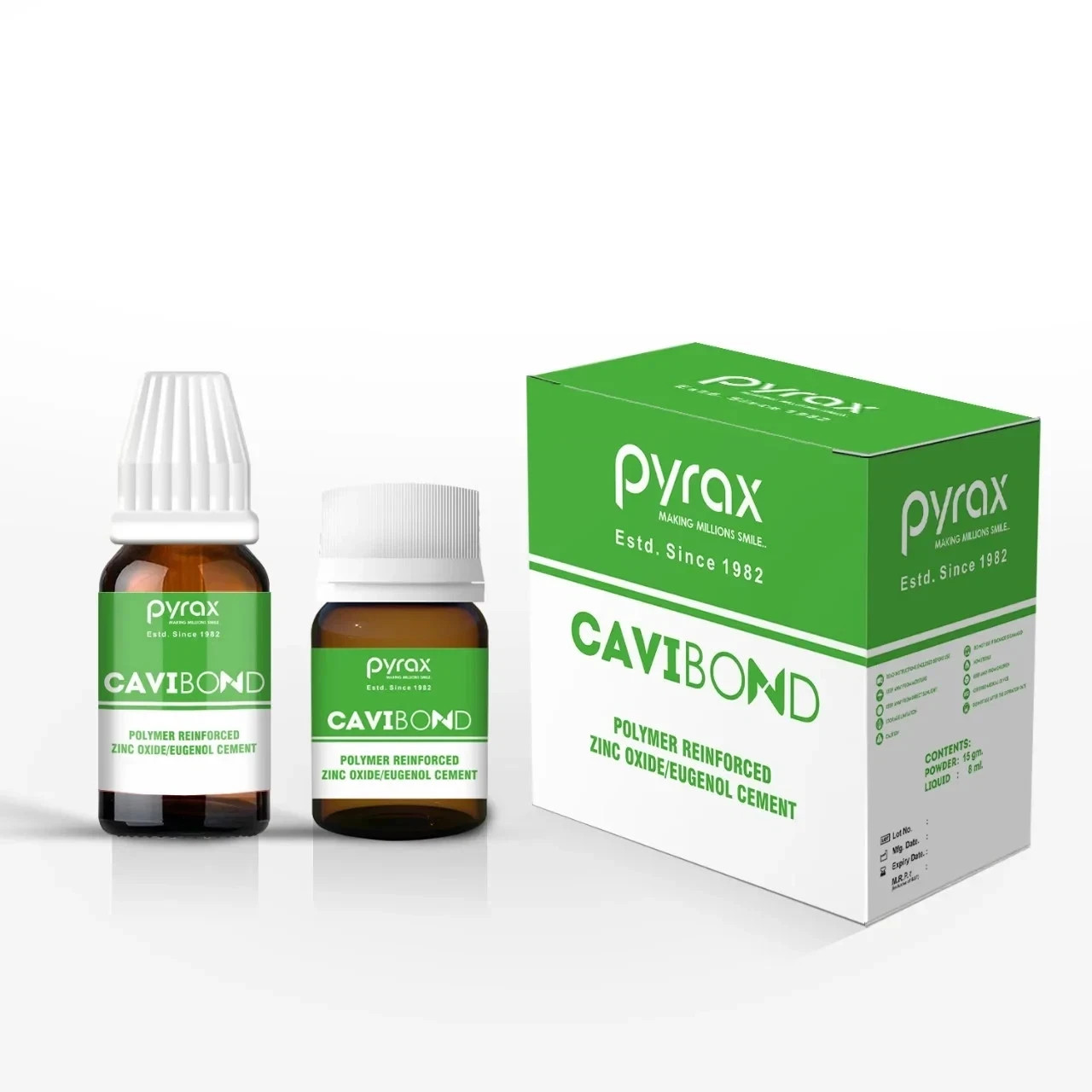 Pyrax Cavibond Zinc Oxide Eugenol Temporary Cement 15gm and 8ml Dental