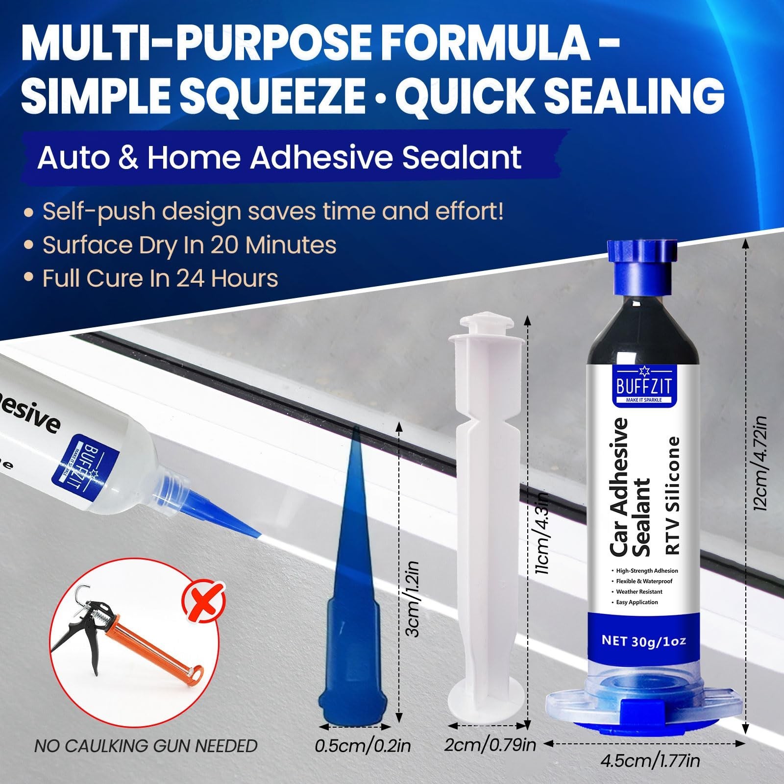 100% Waterproof RTV Silicone Adhesive Sealant – Strong Bond, Crack Proof Caulk f
