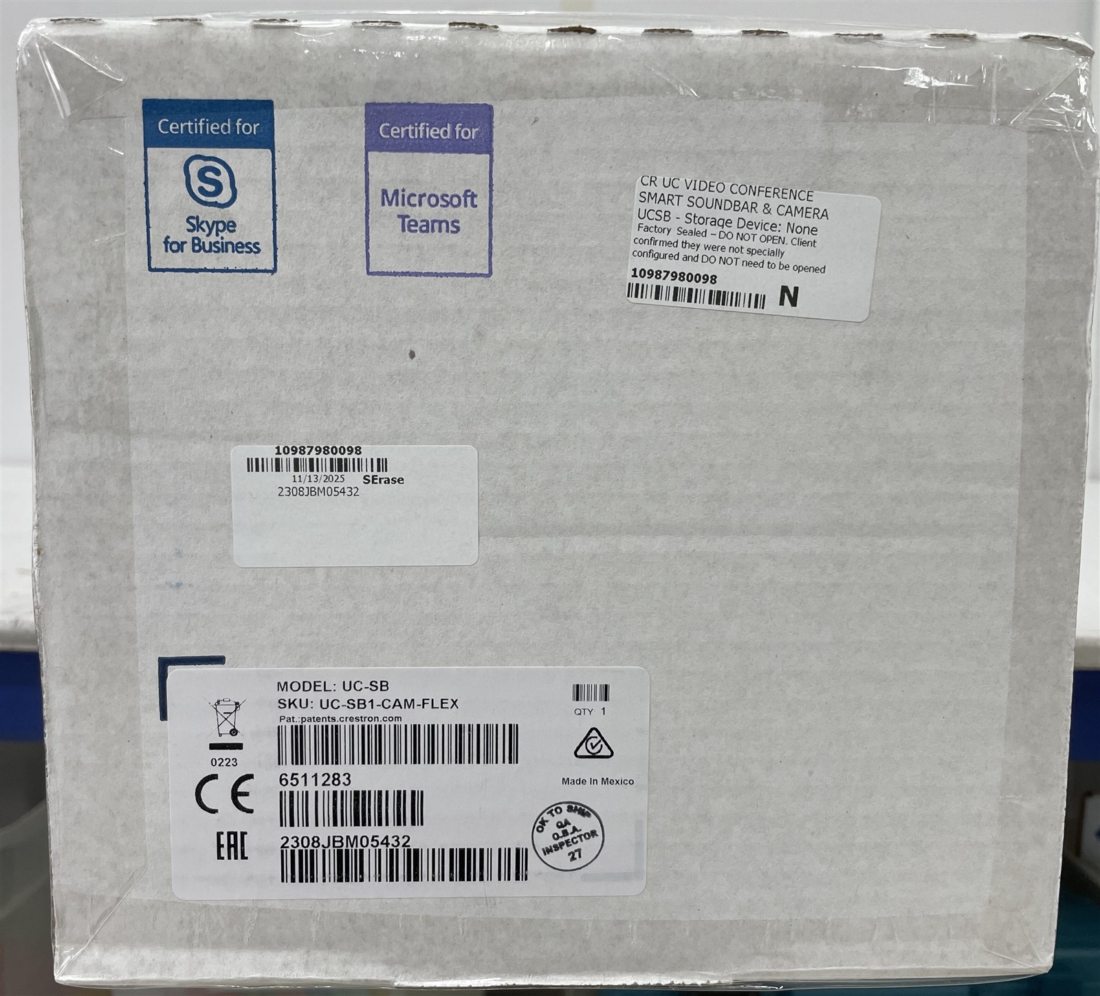 New Open Box Crestron UC-SB1-CAM-FLEX Soundbar & Camera UC-SB 6511283