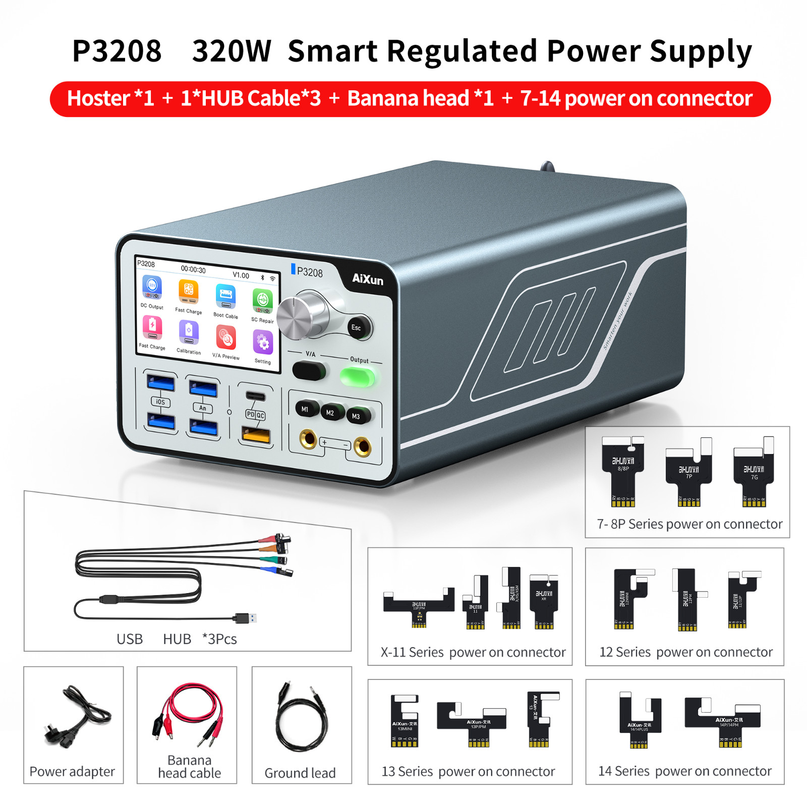 AiXun P3208 320W Smart Regulated Power Supply 32V/8A One Key Boot Power Box