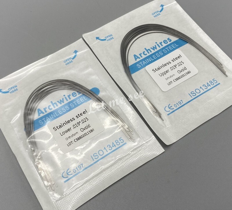 Dental Orthodontic Arch Wire Stainless Steel Round Rectangular Ovoid / Natural