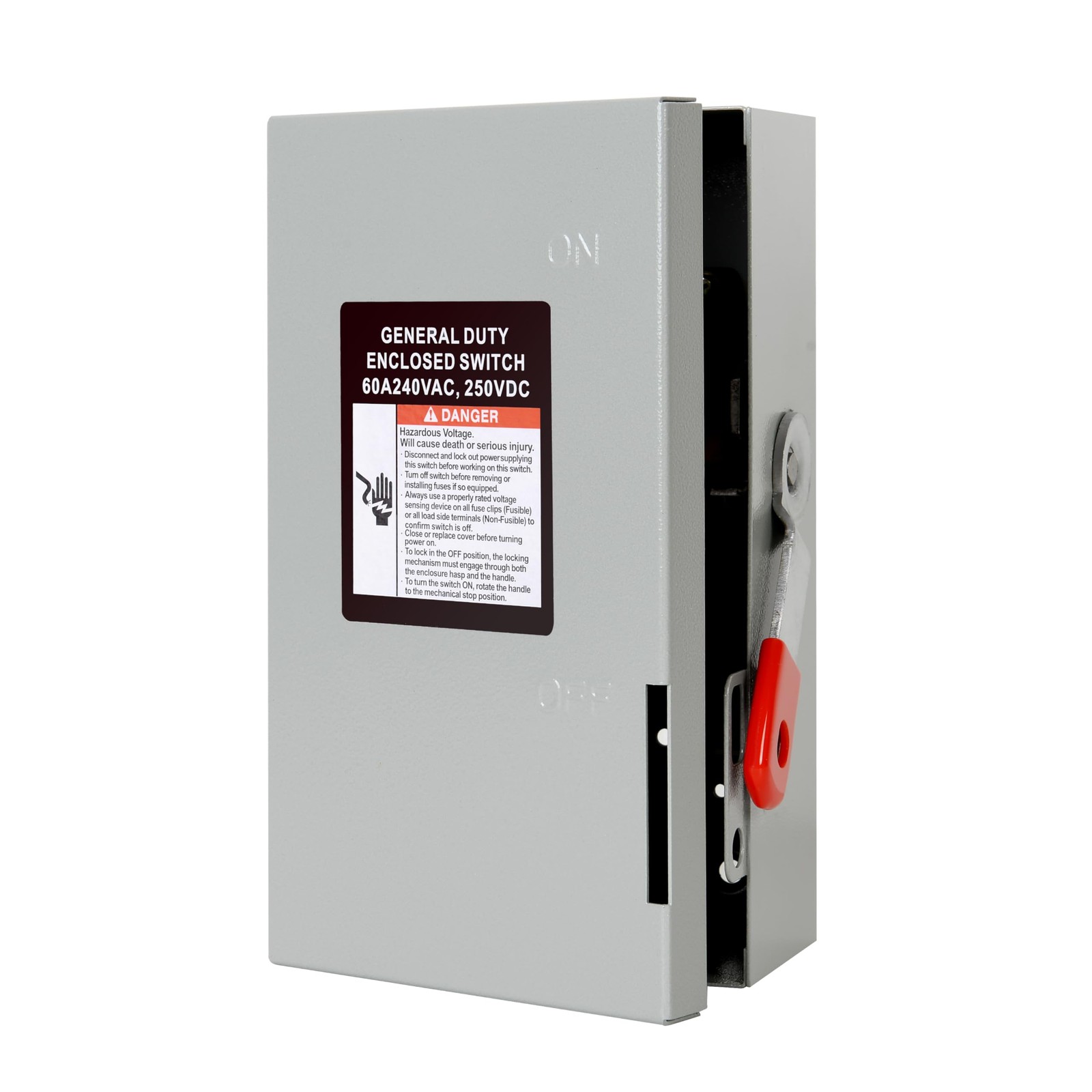 2P 60A 120/240V Single Phase 2 Wire Duty Safety Switch Outdoor Non-Fusible…
