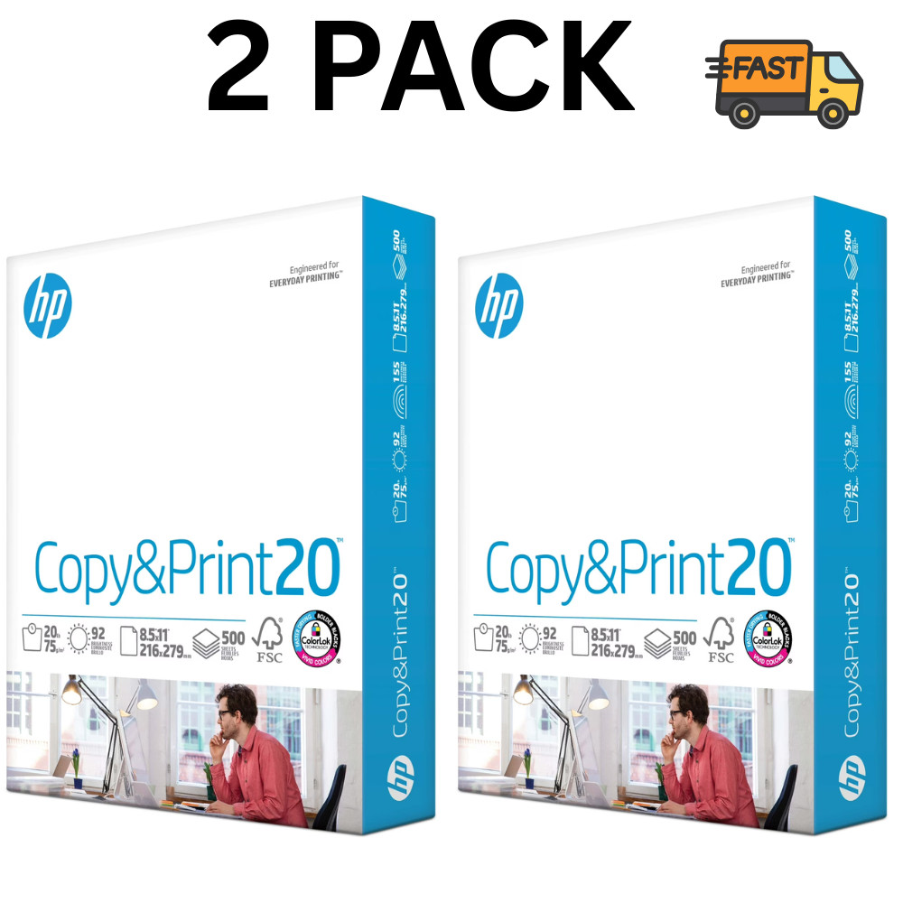HP Copy & Print Paper 20lb 8.5 x 11 2 Ream Pack Office Printing Paper Bulk