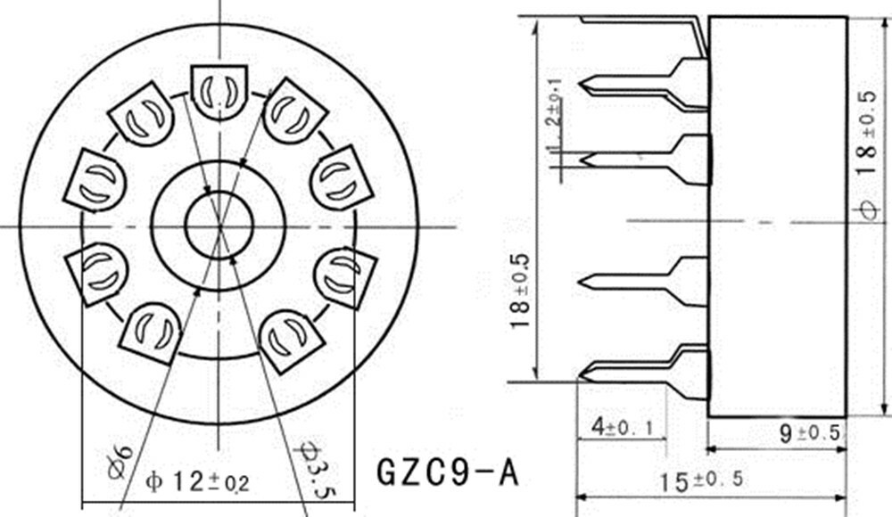 16Pcs 9 Pin Ceramic Tube Socket for 12AX7 EL84 5670 6922 12AU7 Audio PCB Mount