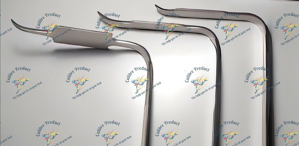 Set of 3 Bent Hohmann Knee Retractors Orthopedic Surgical Instruments Handle 7»