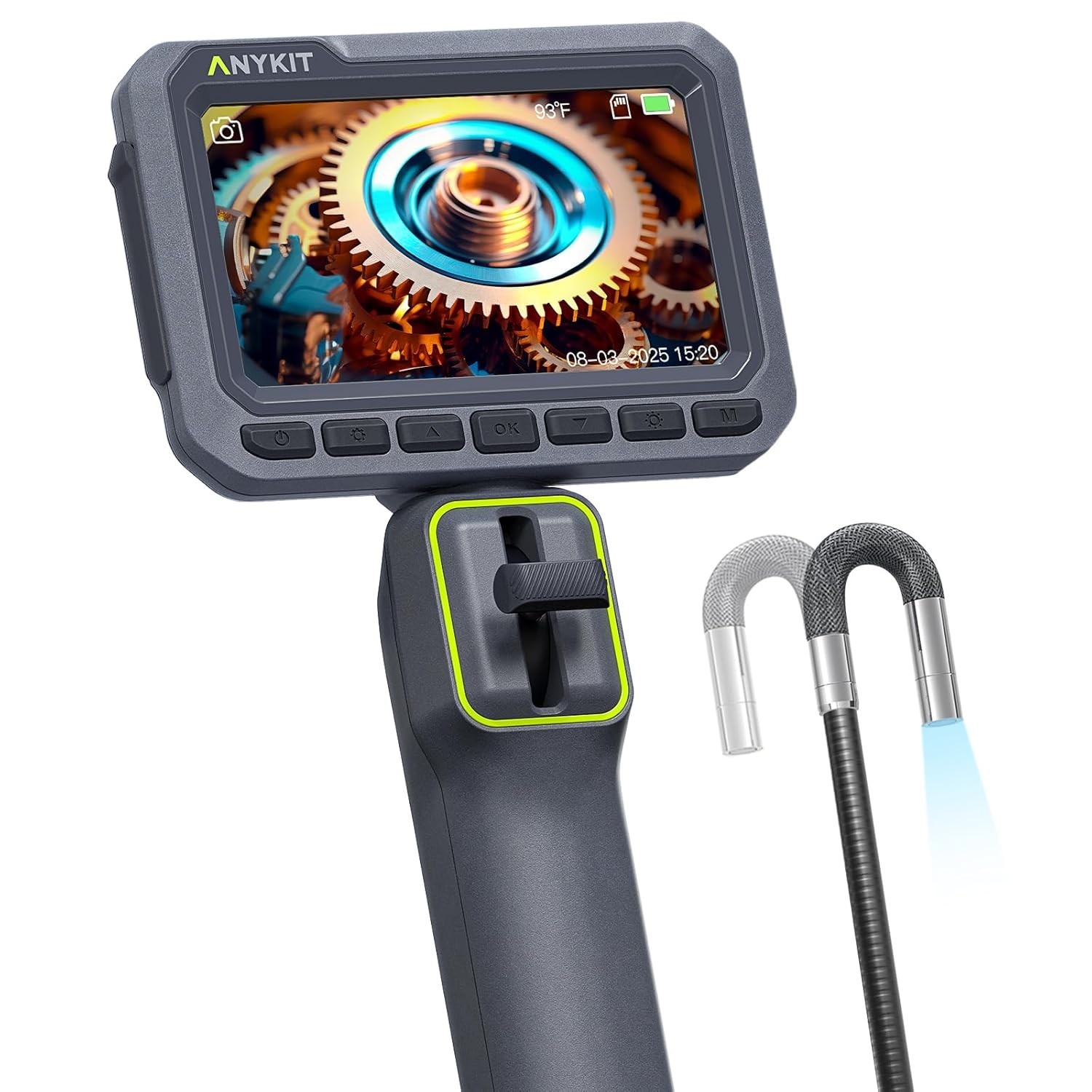 Anykit Articulating Borescope 210° Two-Way 0.22in Slim Probe Endoscope 4.3″ IPS
