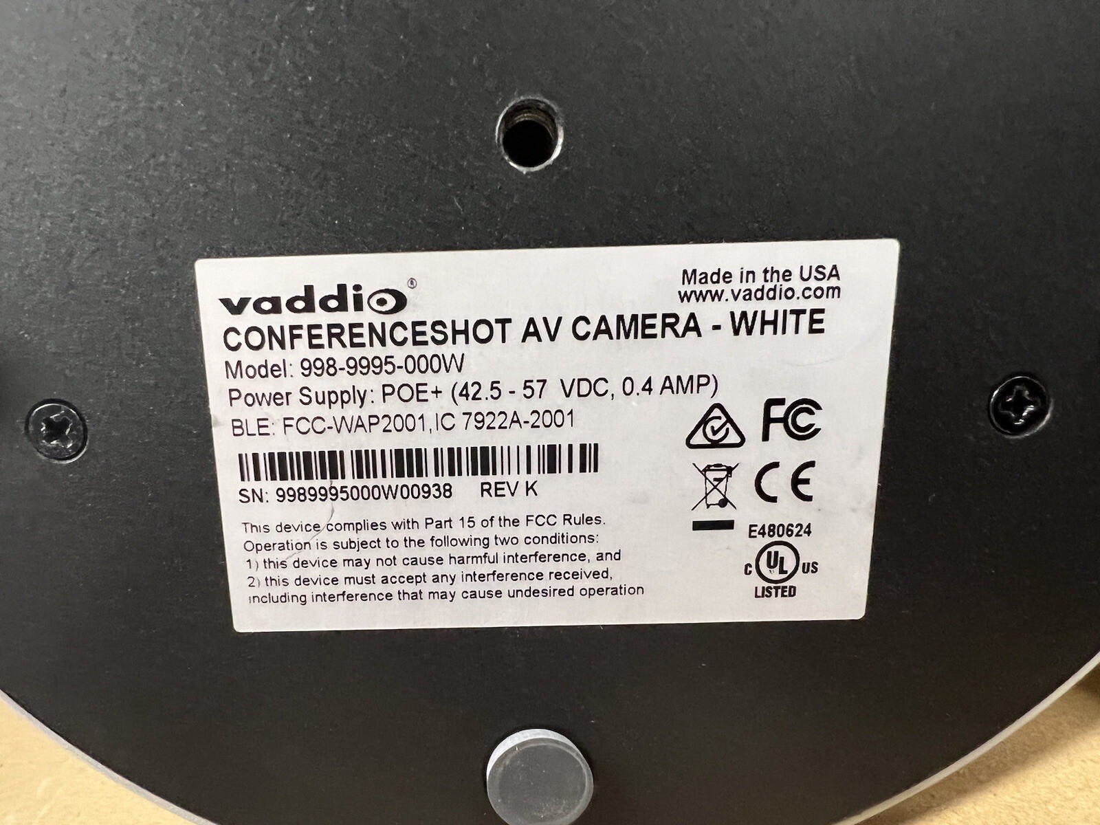 vaddio 998-9995-000W