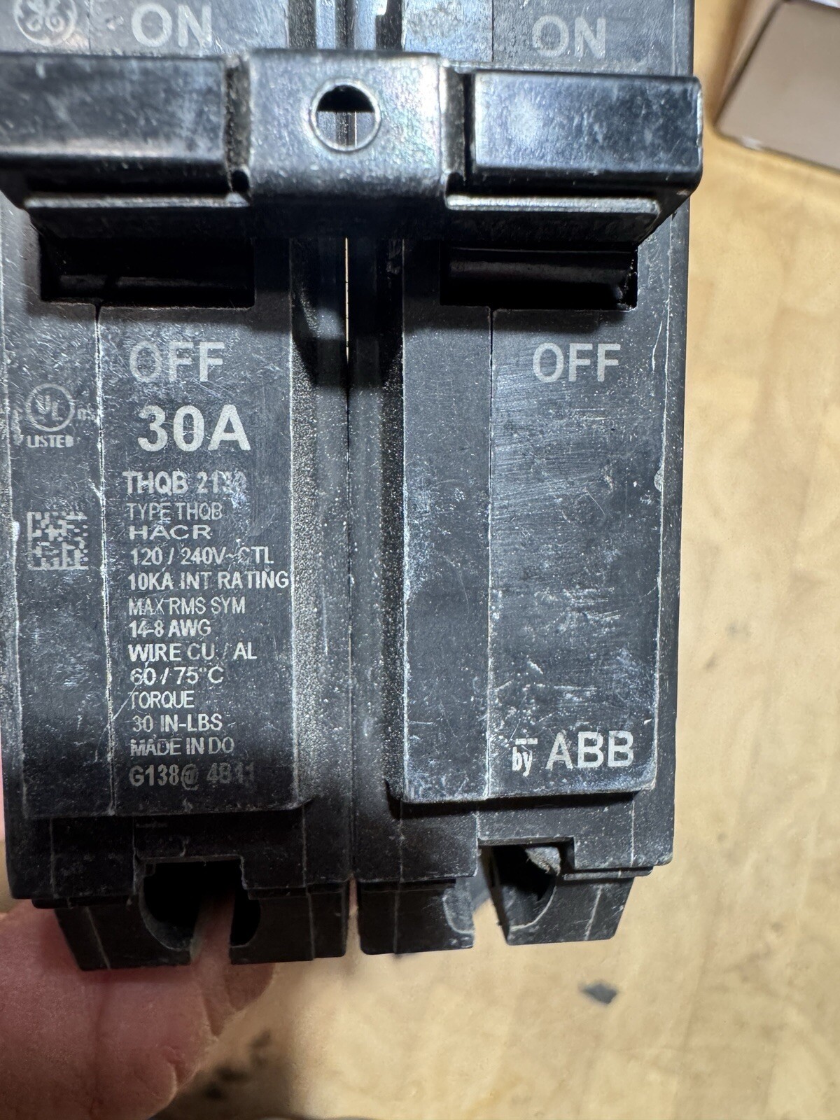 GE THQB2130 2 Pole 30A 240V Circuit Breaker Molded Case