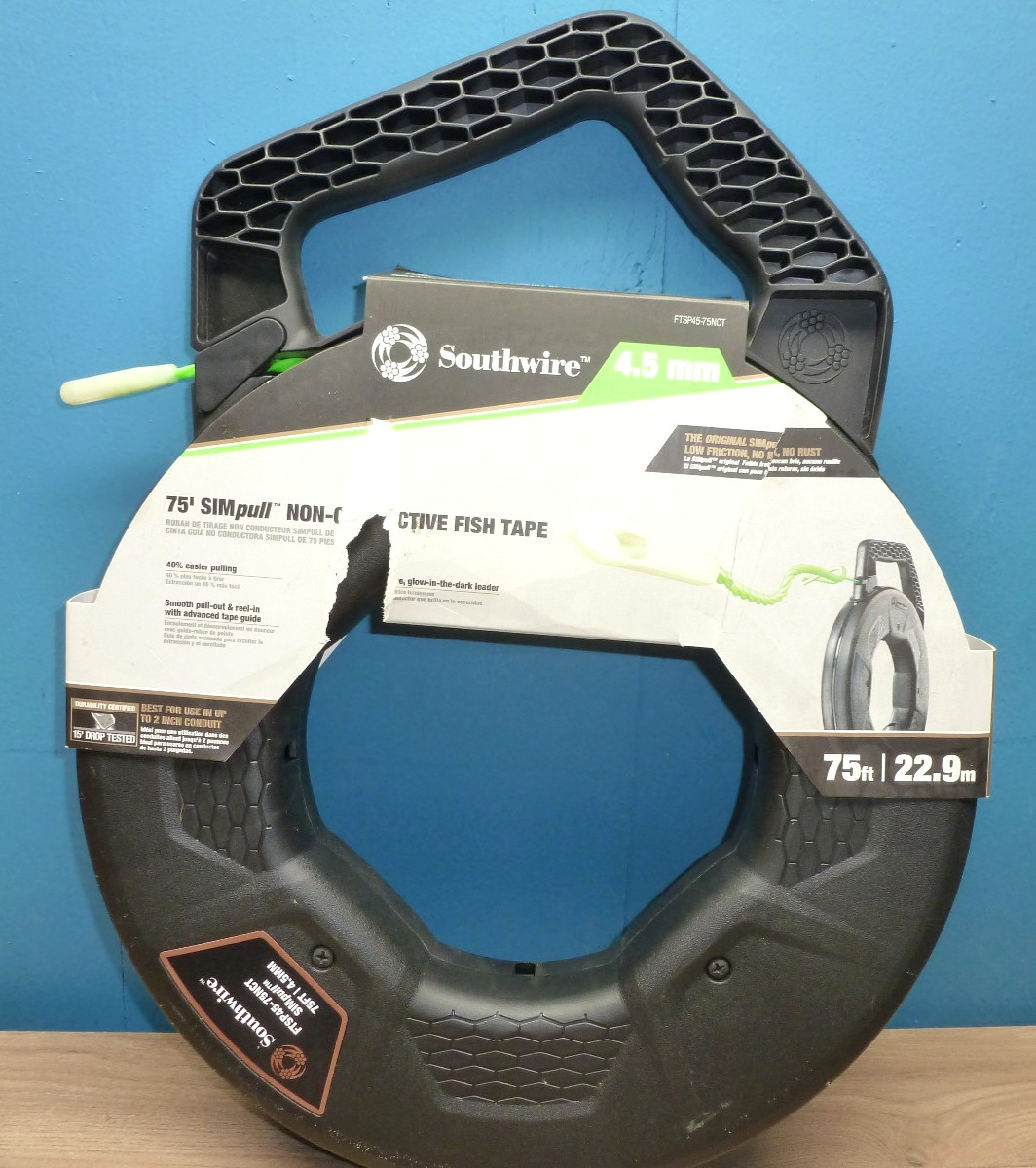 Southwire Simpull Non-Conductive Fish Tape 75 Feet FTSP45-75NCT NEW