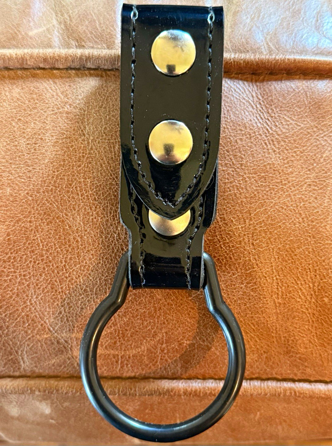 Police Black Leather Detachable Snap Strap Flashlight Holder