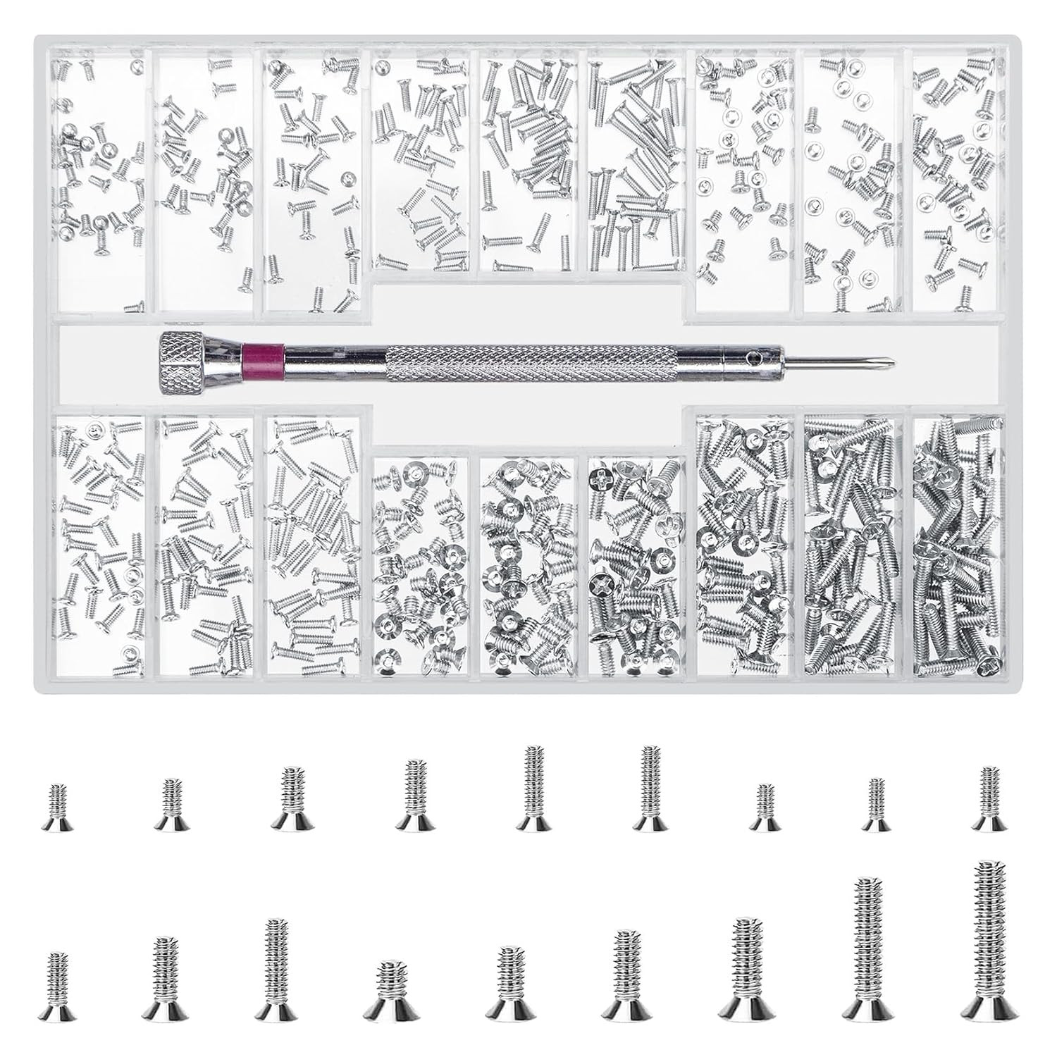 500 Pcs Mini Micro Screws M1.2/M1.4/M2 for Electronics and Computer Repair