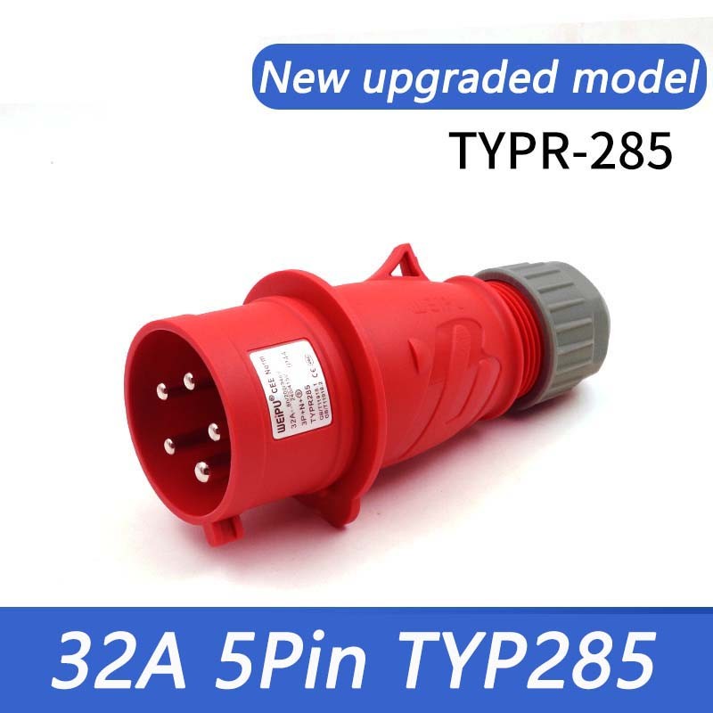 32A 5 PIN RED INDUSTRIAL PLUGS & SOCKETS 3 PHASE 3P+N+E IP44 MALE/FEMALE