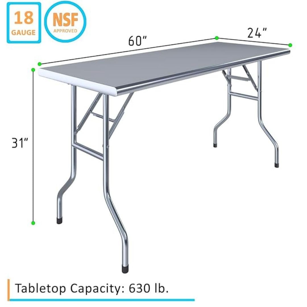 Stainless Steel Folding Work Table | Open Base Utility Table NSF