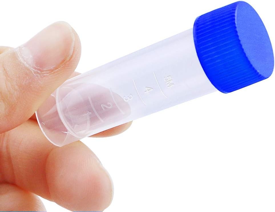 50PCS 5Ml Plastic Graduated Vial Tube with Screw Caps Small Test Sample Bottles