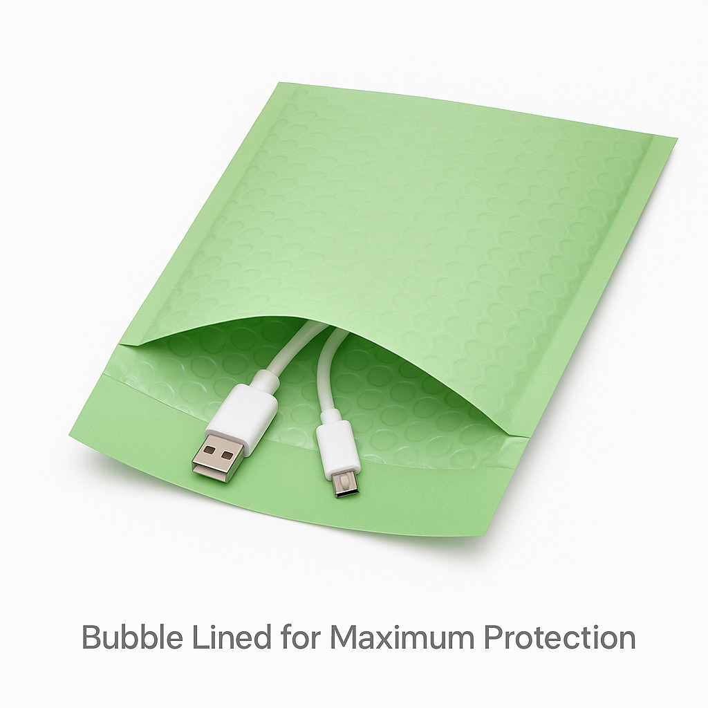 500 Green Ash Poly Bubble Mailers 6.5×10 Self Seal Envelopes (6.5×9 Usable) # 0
