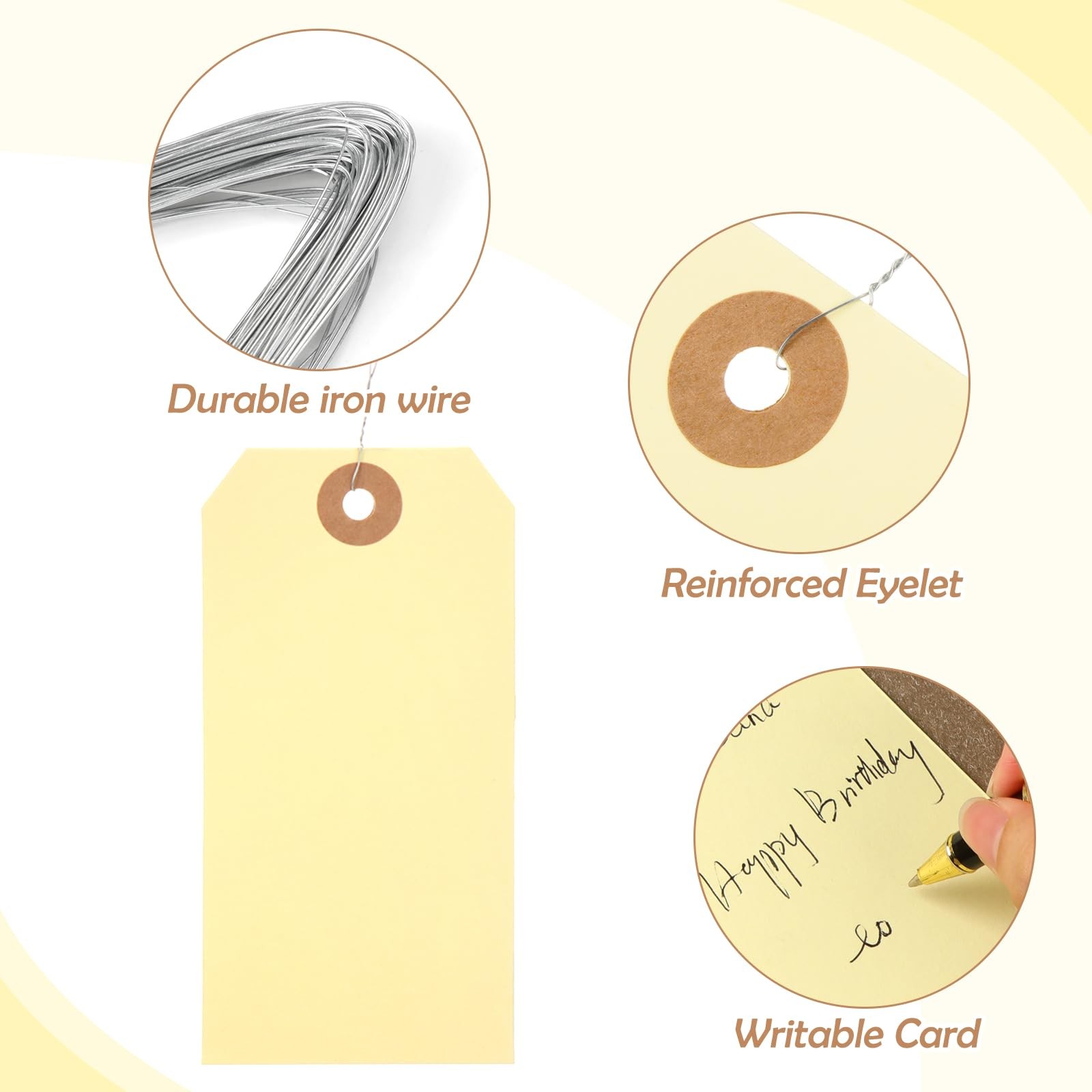 Blank Tags with Wire 4 3/4 x 2 3/8 inches Manila Hang Tags with String Labels