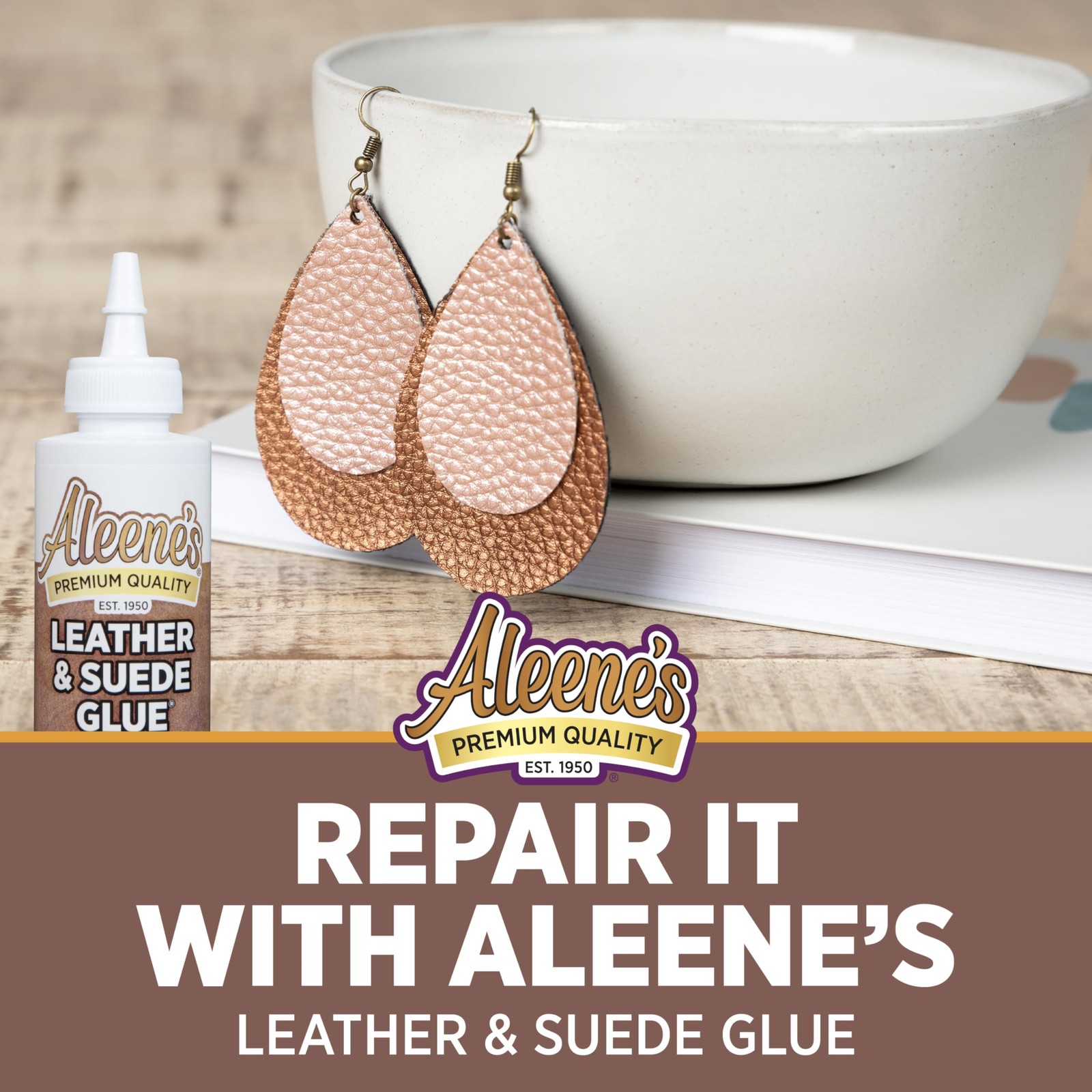 Aleene’s Leather & Suede Glue, Adhesive For Crafts, 4 fl oz, Clear