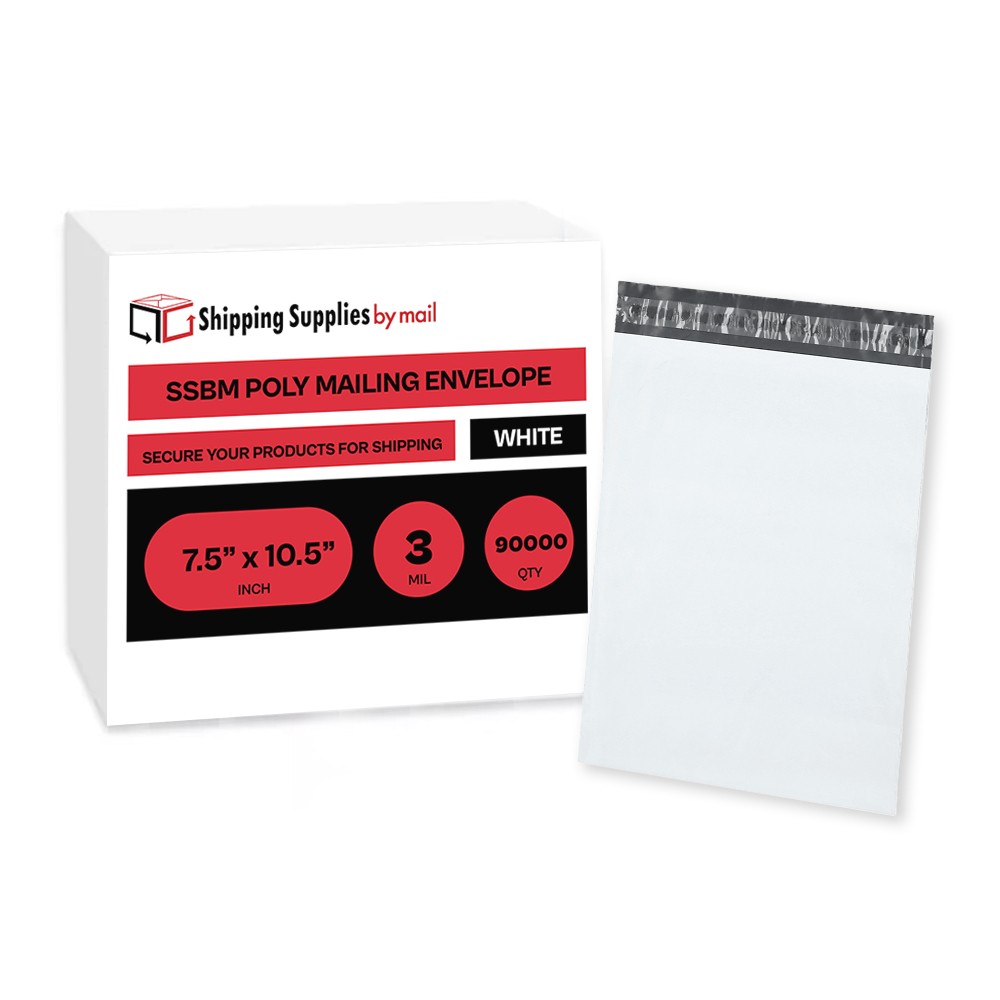 7.5×10.5 3 Mil Poly Mailers Self Seal Envelopes Shipping Bags 90000 Pieces