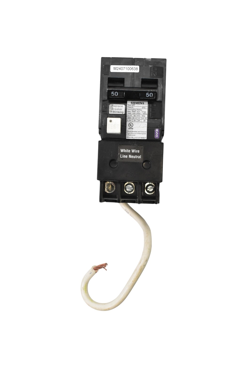 Siemens QPF 50A 2-Pole Supplementary Protector 240V Black GFCI 50 Amp Rated