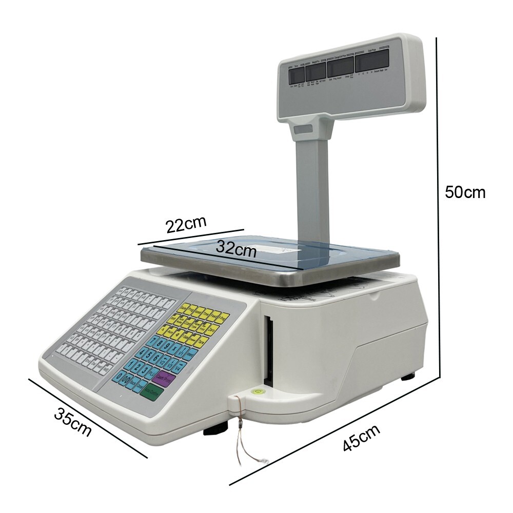 30Kg/66Lbs Digital Price Computing Scale Thermal Printer Four-window Pole Market