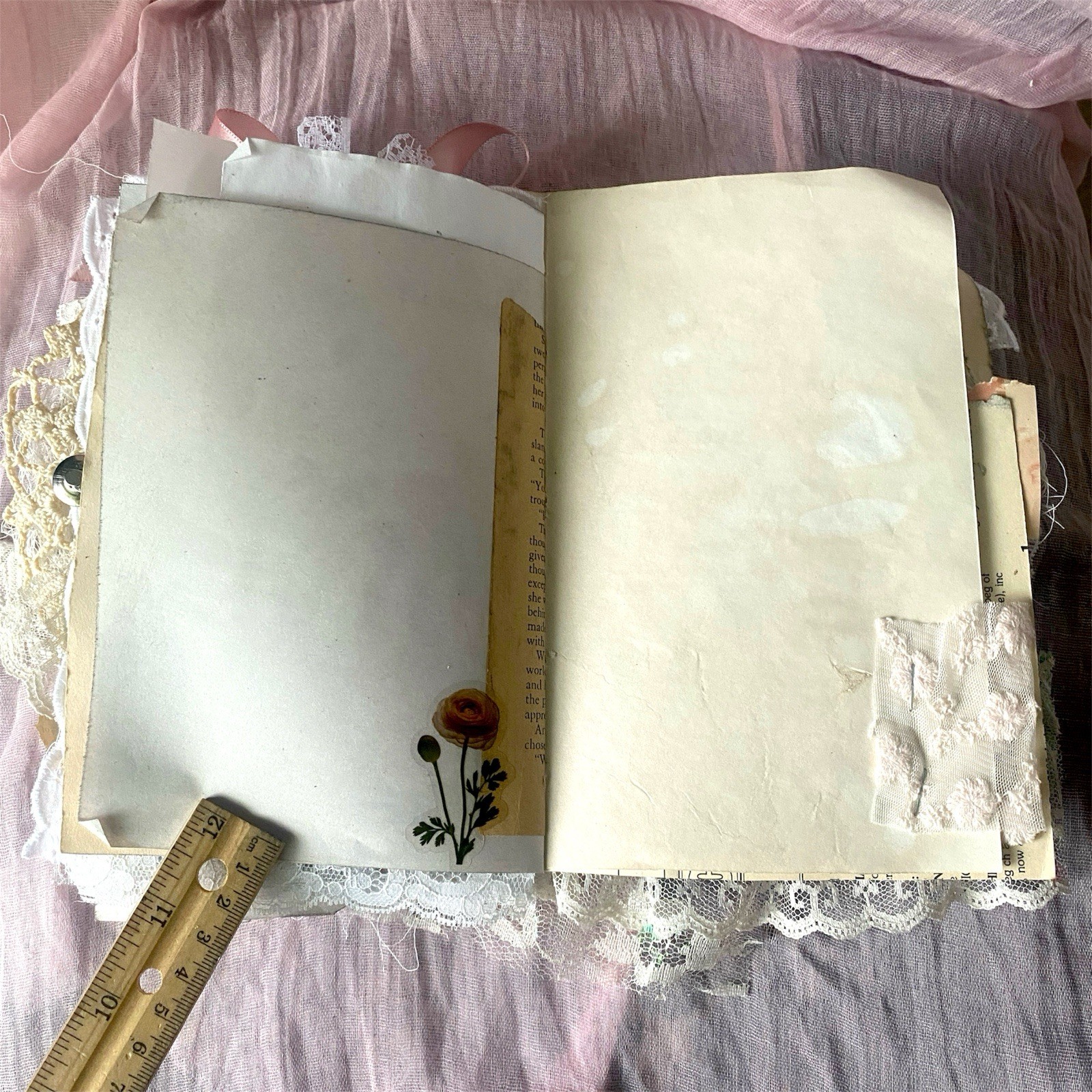 Handmade Shabby Chic Layered Junk Journal – Romantic Floral Scrapbook Diary Book