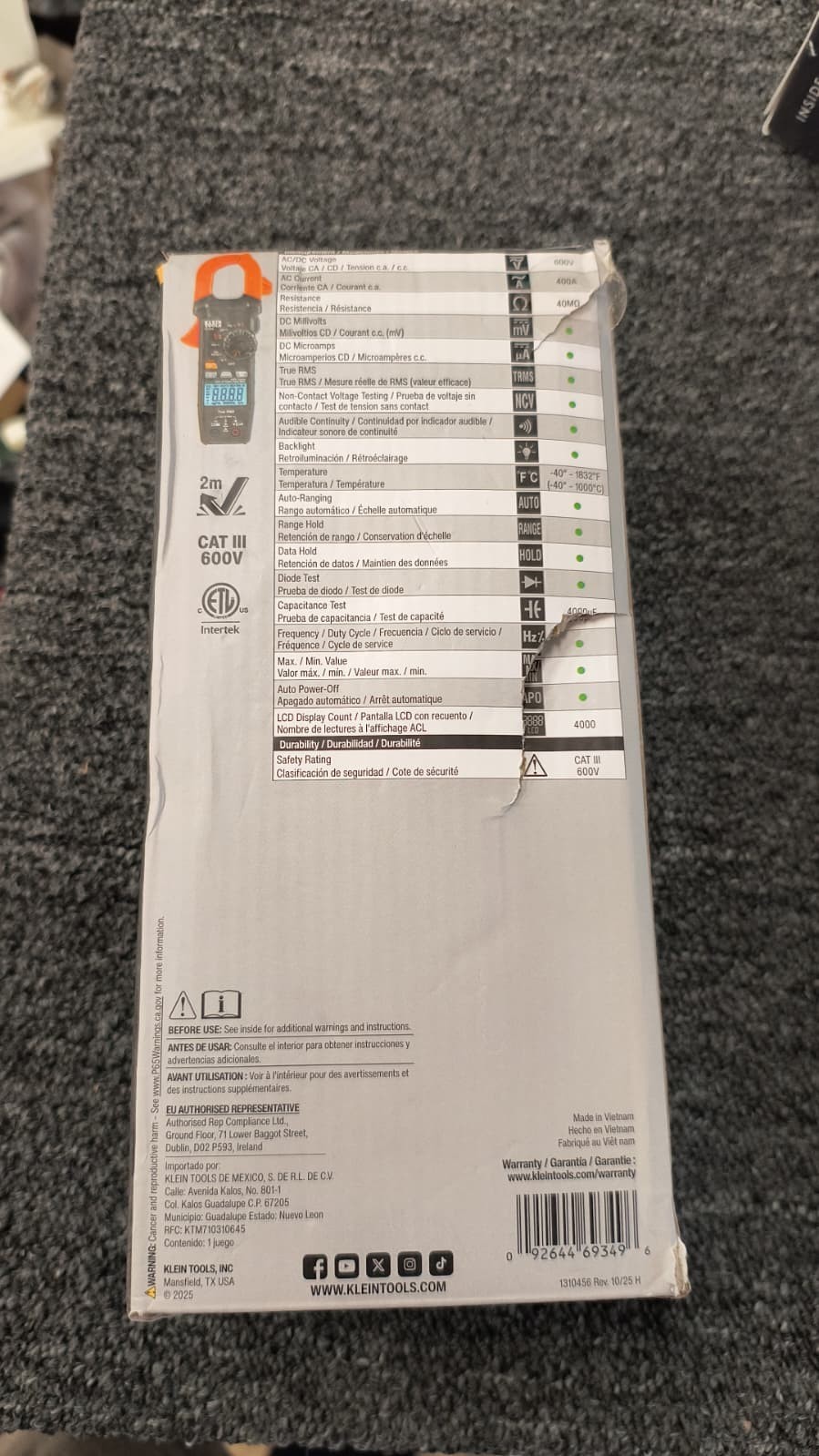 Klein Tools CL320KIT HVAC Digital Clamp Meter Electrical Test Kit, New, P2