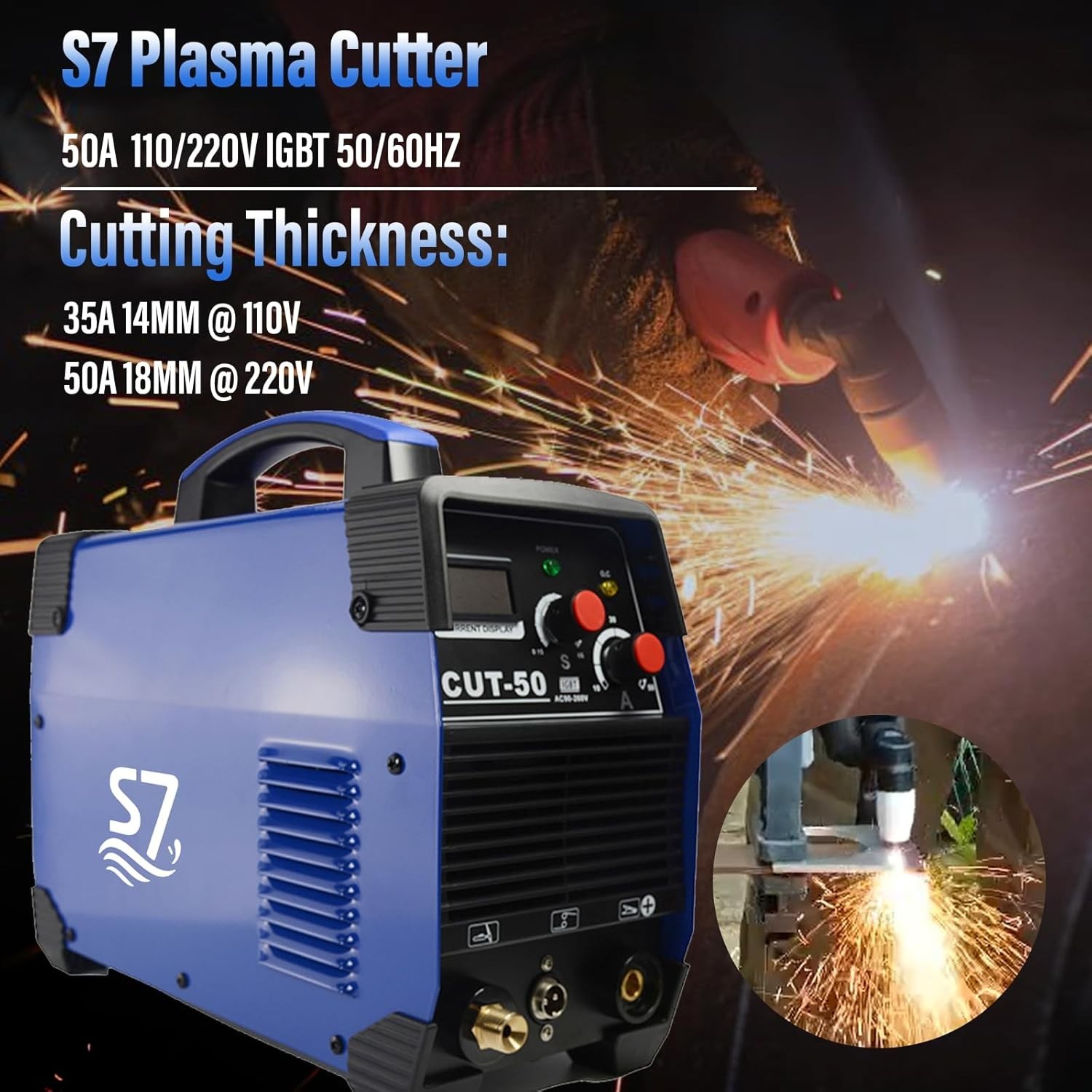 Plasma Cutter,CUT50 55Amp 110V/220V Dual Voltage IGBT Cutting Machine, 50/60Hz