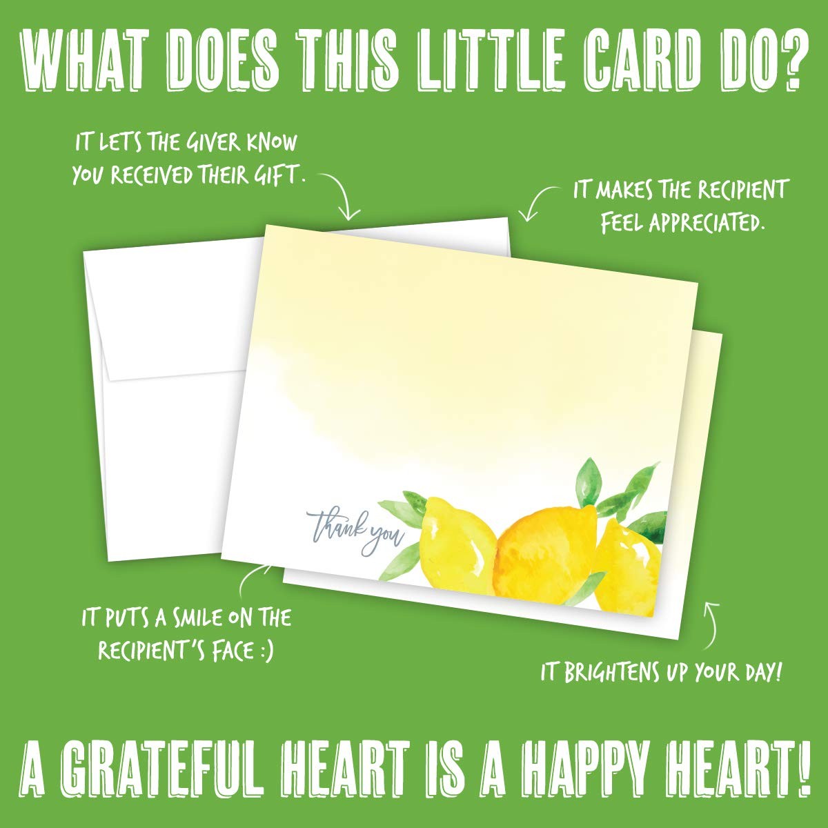 Koko Paper Co Lemon Thank You Cards | 25 Flat small, Yellow, Green, White