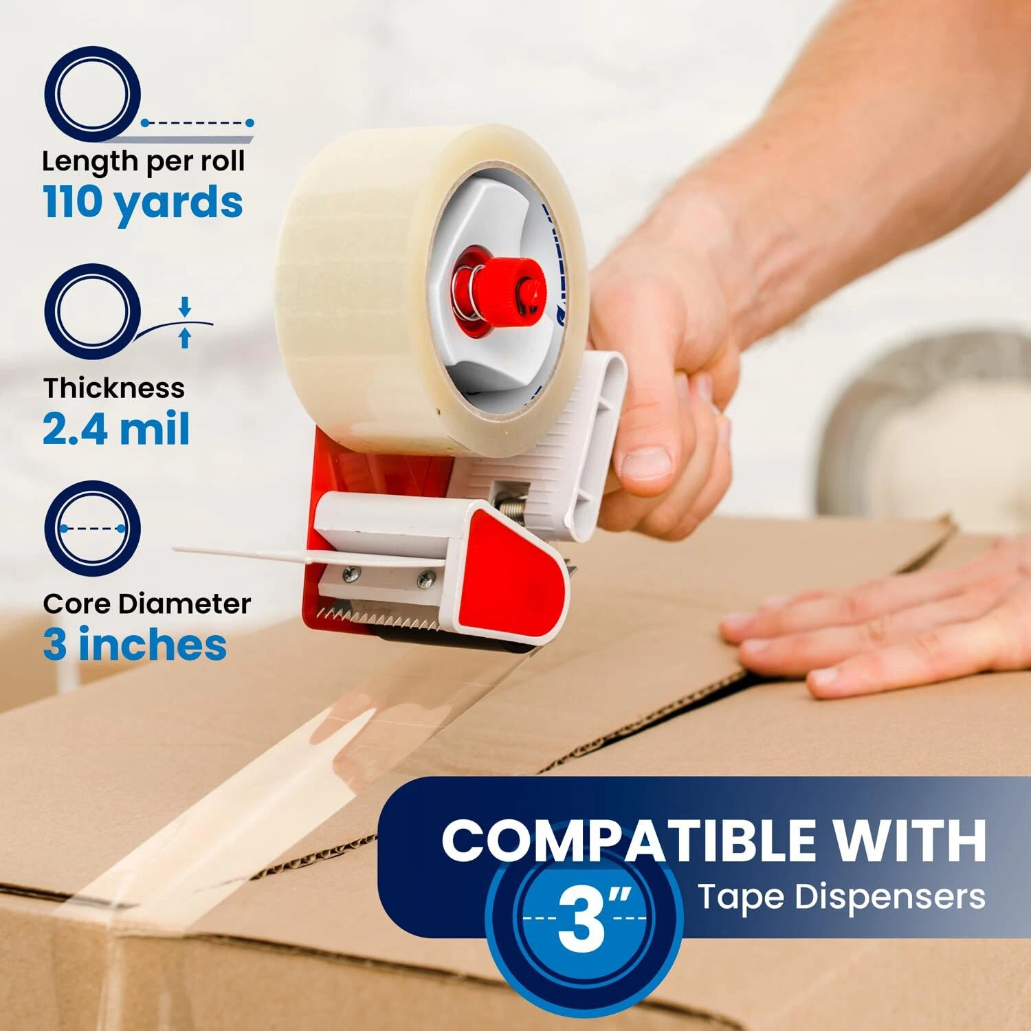 LifeTime Clear Packing Tape 6/12 Rolls – Heavy Duty, 2″x110yd, Extra Sticky