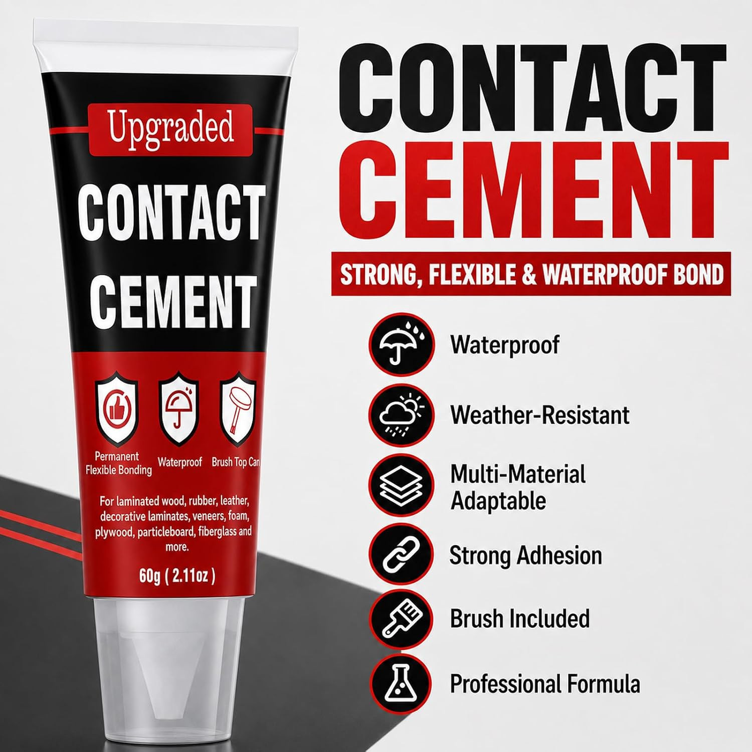 Contact Cement Adhesive 2.11 Oz, High Performance Neoprene Contact Adhesive with