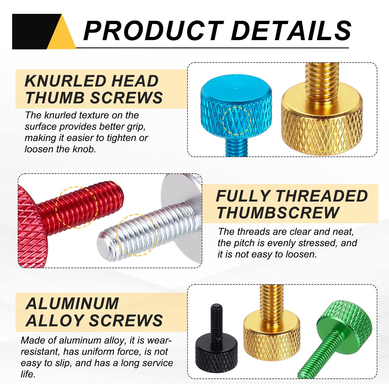 5Pcs M4x6mm Flat Head Knurled Thumb Screws for Graphics Card Silver