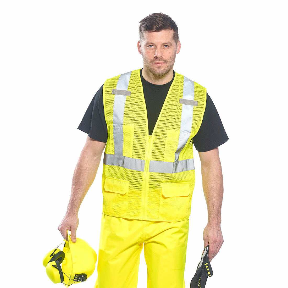 Portwest US370 Atlanta Hi Vis Mesh Safety Vest with Reflective Tape & 6 Pockets