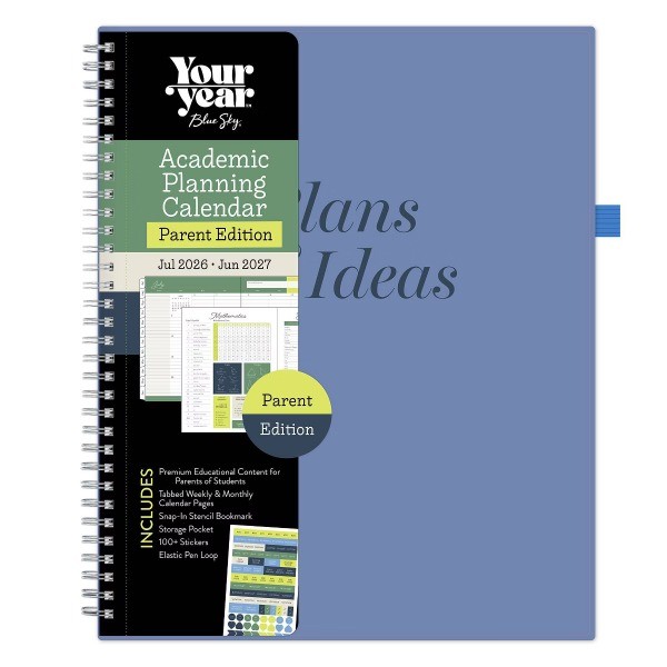 Parent Weekly/Monthly Planner Wirebound 8.5"x11" Blue Plans