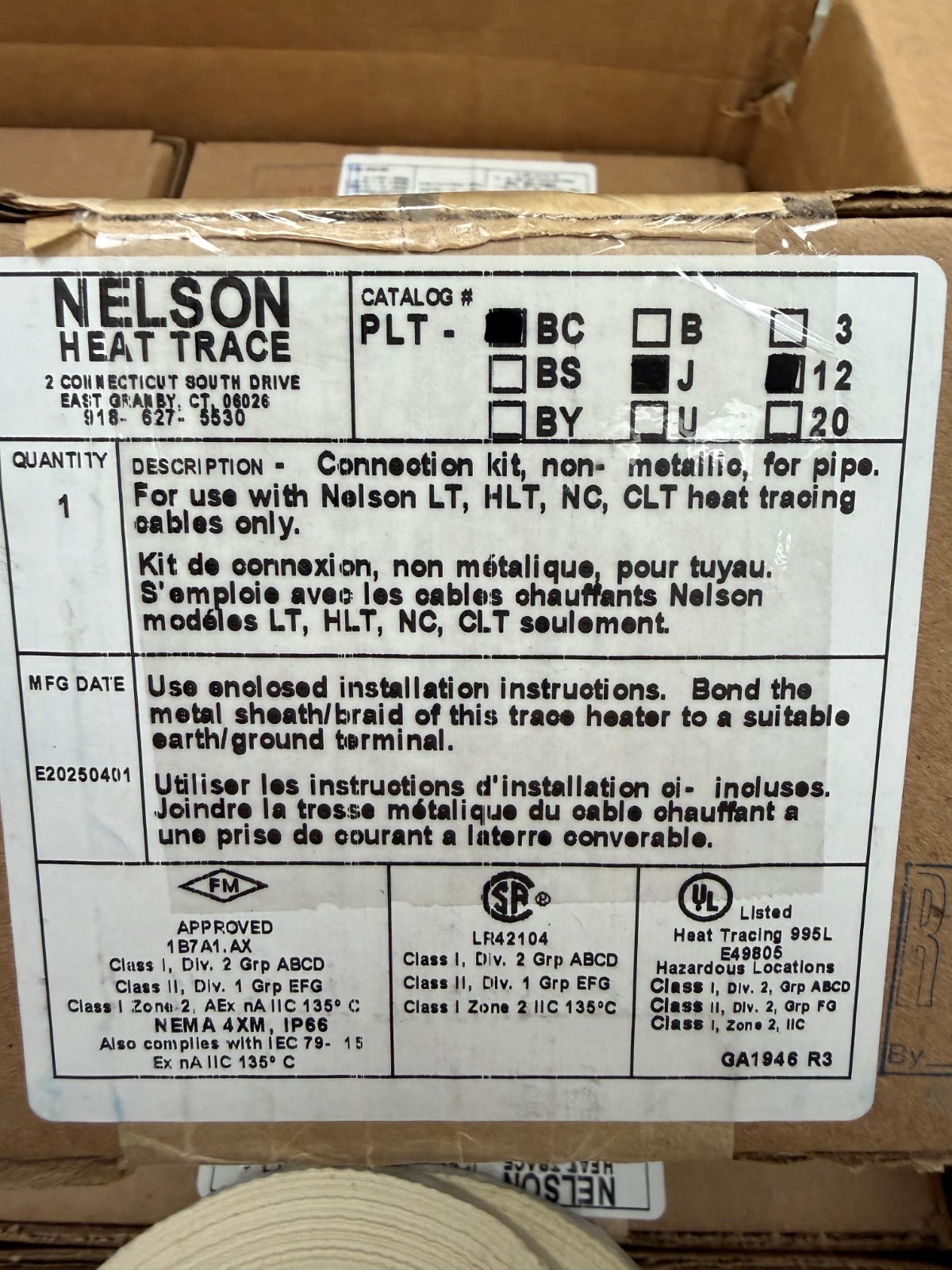***LOT OF 4X*** NELSON PLT-BC-J-12 POWER CONNECTION KIT