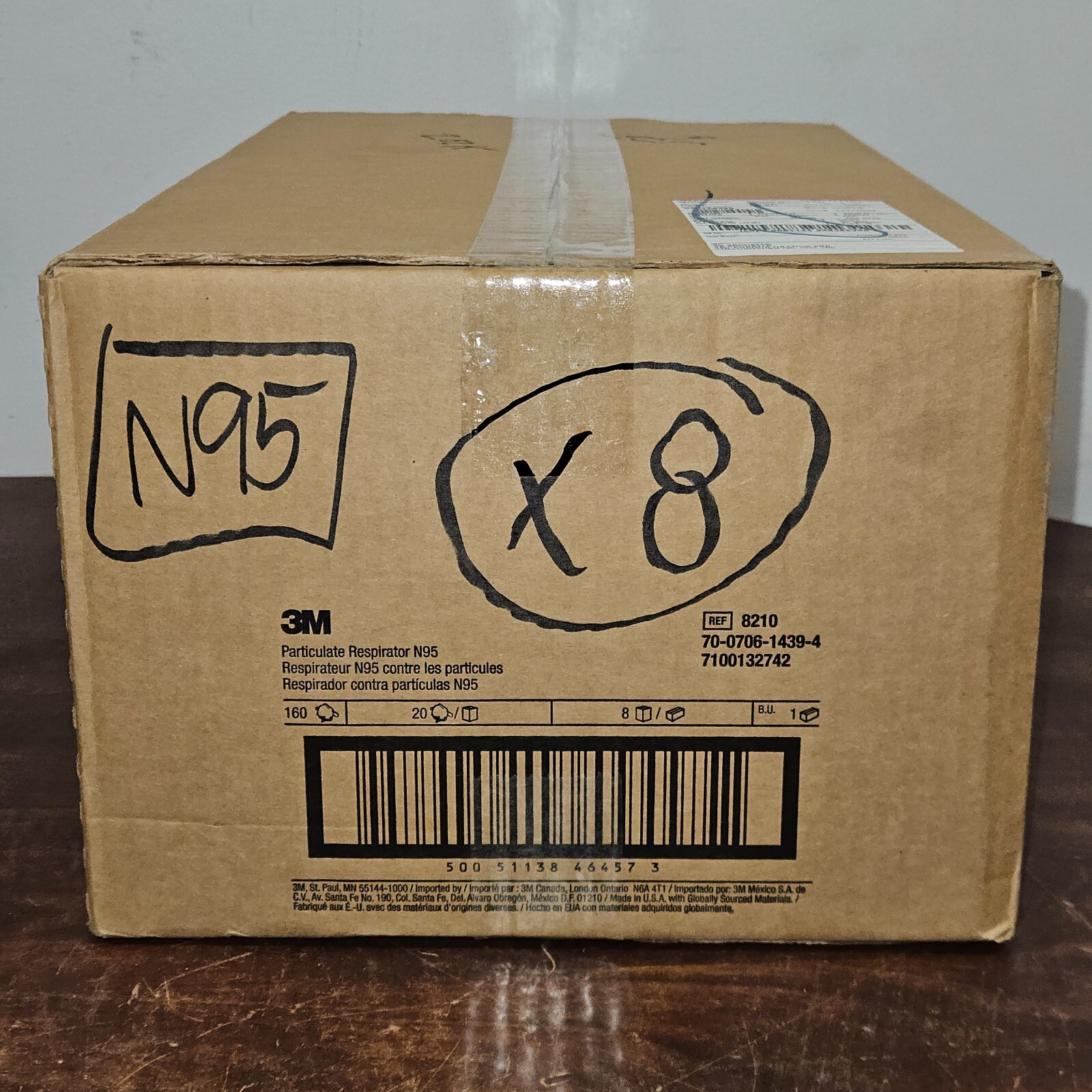 3M 8210 N95 Particulate Respirator Mask Case – 160 Masks (8 Boxes of 20) – NEW