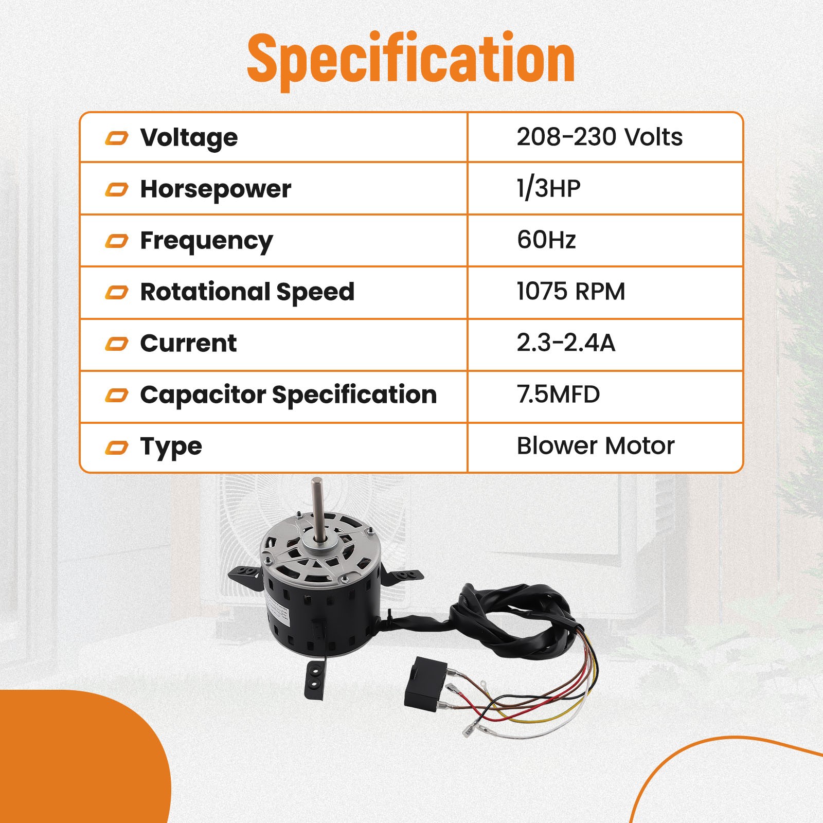 Durable Blower Motor for Goodman 5KCP39GGP993AS BT1340027S 1075RPM Dayton 6DLN0