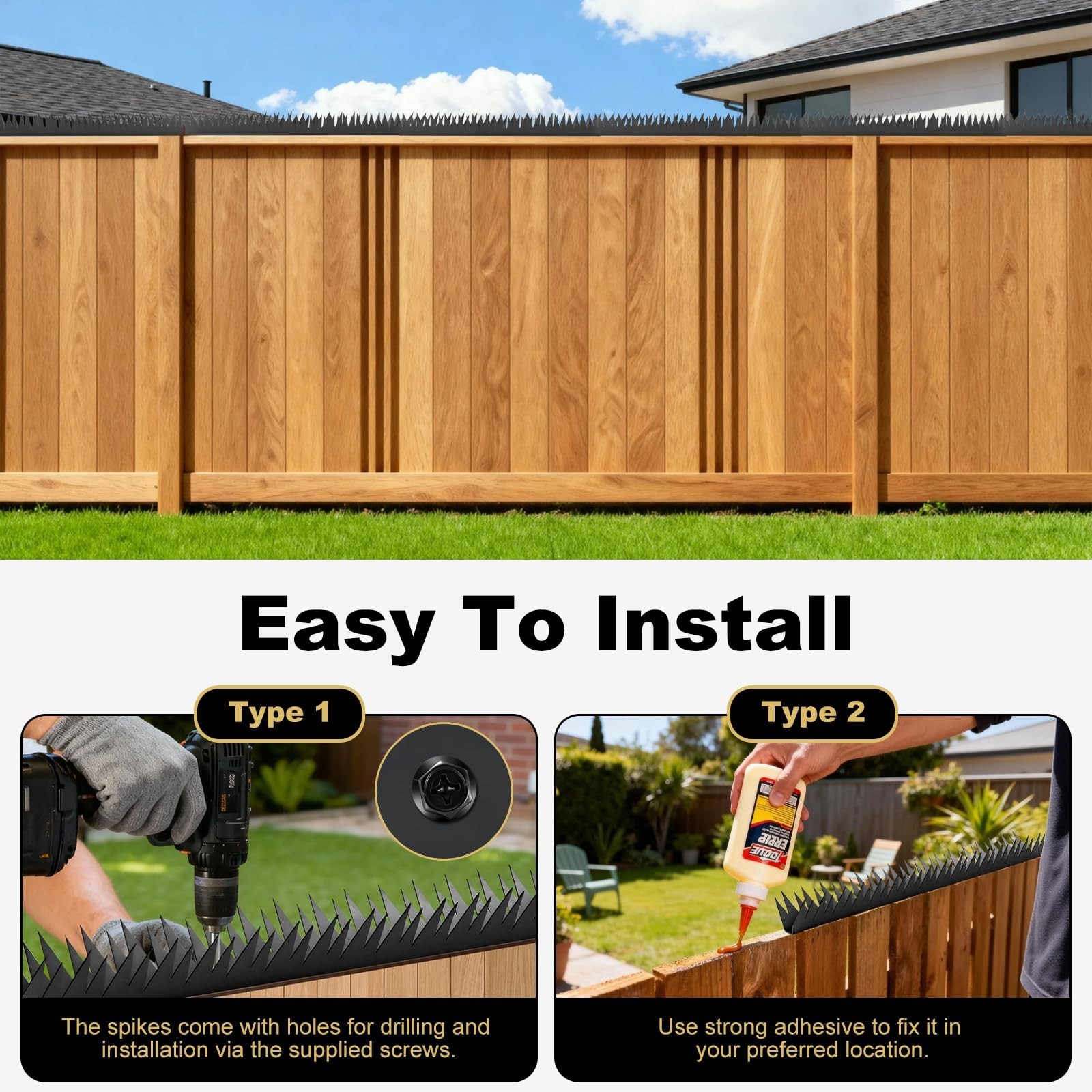 6PCS Metal Anti-Climb Fence Spikes – Security Wall Spikes for Home & Garden
