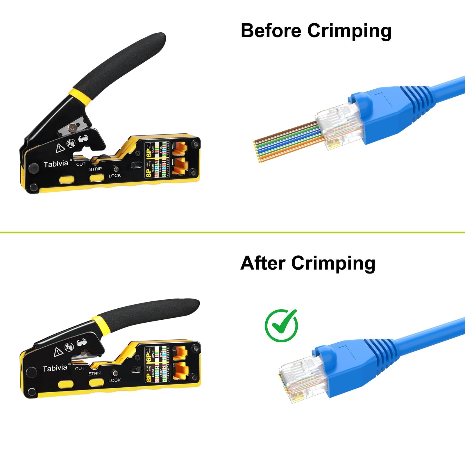 RJ45 Crimp Tool Pass Through Ethernet Crimping Tool Kit Cat6 Cat5e Cat5 RJ45 …