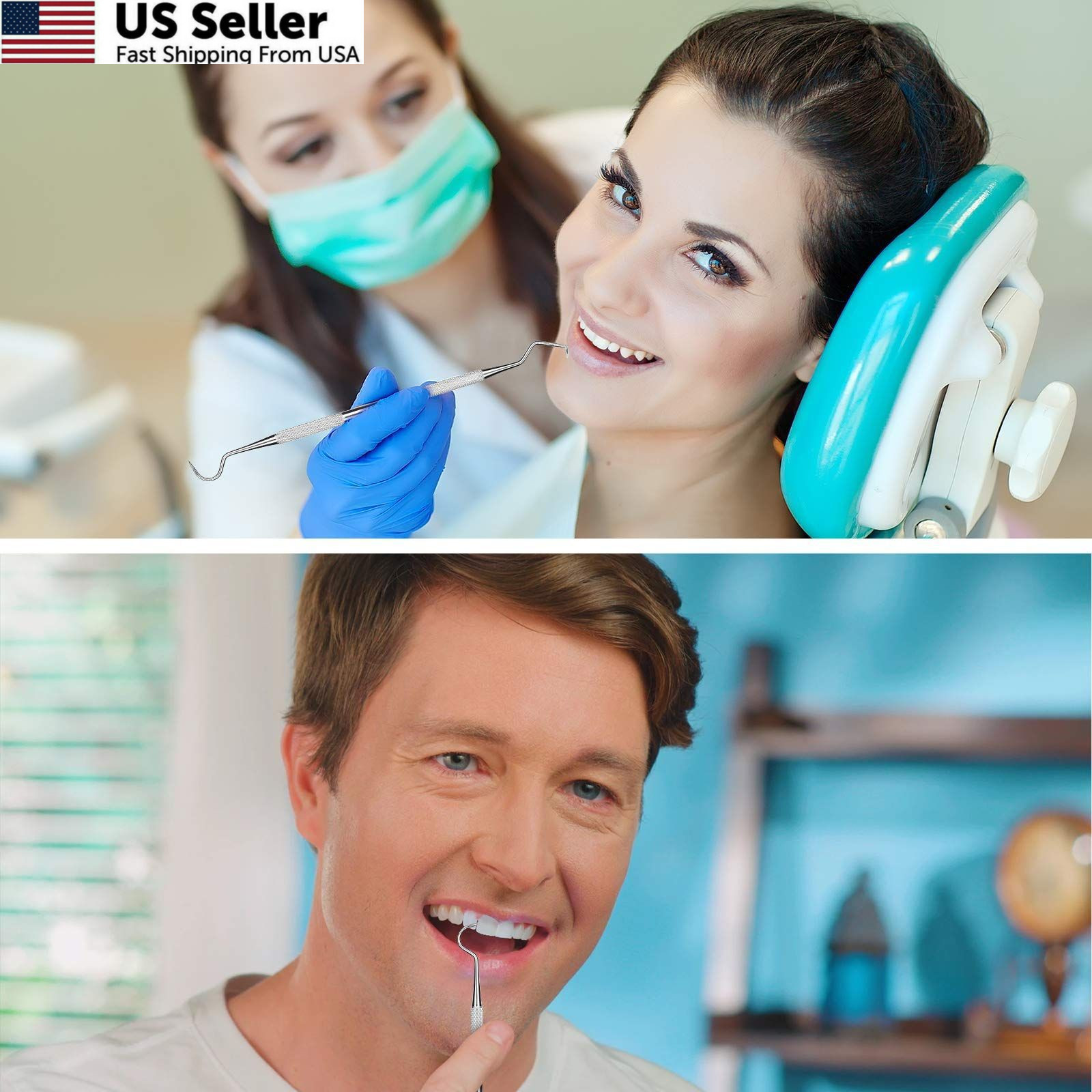 Professional Dental Scraper Tool Stainless Steel Dentist Pick Teeth Cleaner USA