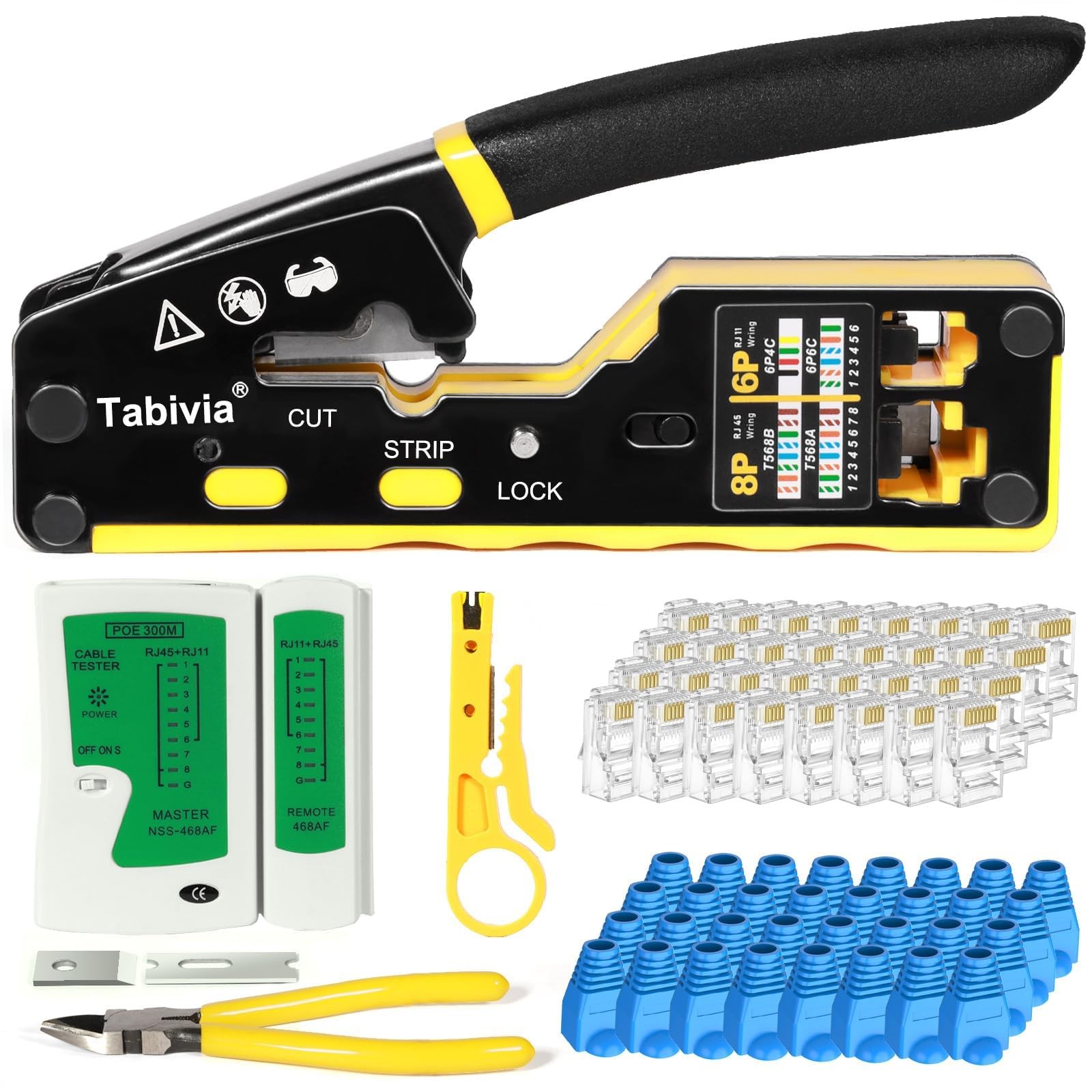 RJ45 Crimp Tool Pass Through Ethernet Crimping Tool Kit Cat6 Cat5e Cat5 RJ45 …