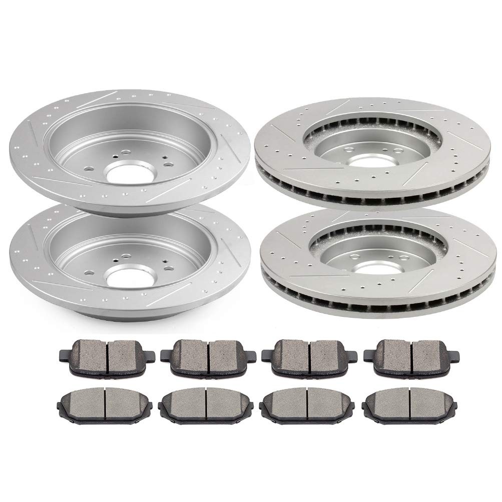 Front 300mm Rear 313.2mm Drilled Slotted Brake Pads Rotors Kit 01-02 Acura MDX