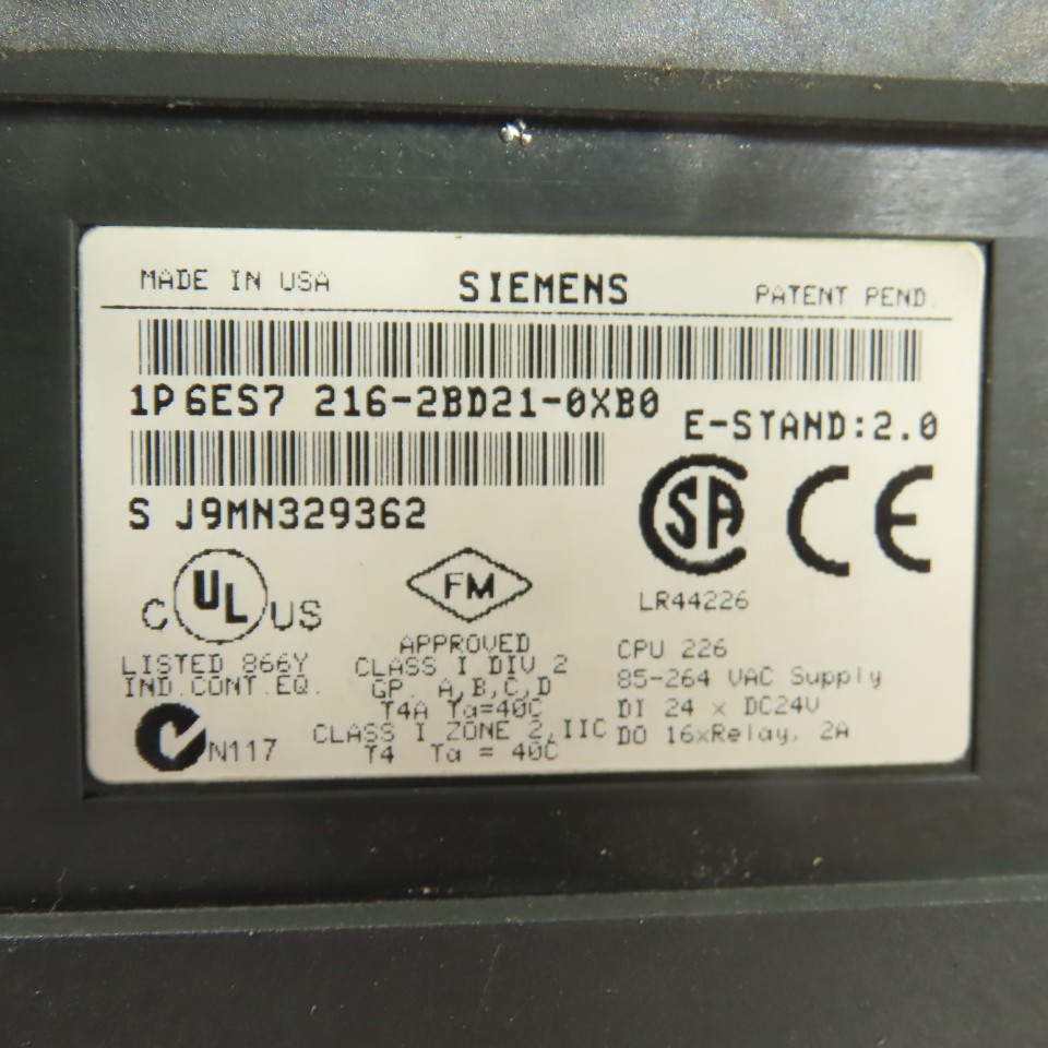 Siemens 6ES7 216-2BD21-0XB0 Simatic S7-200 CPU 226 PLC Module 85-264VAC