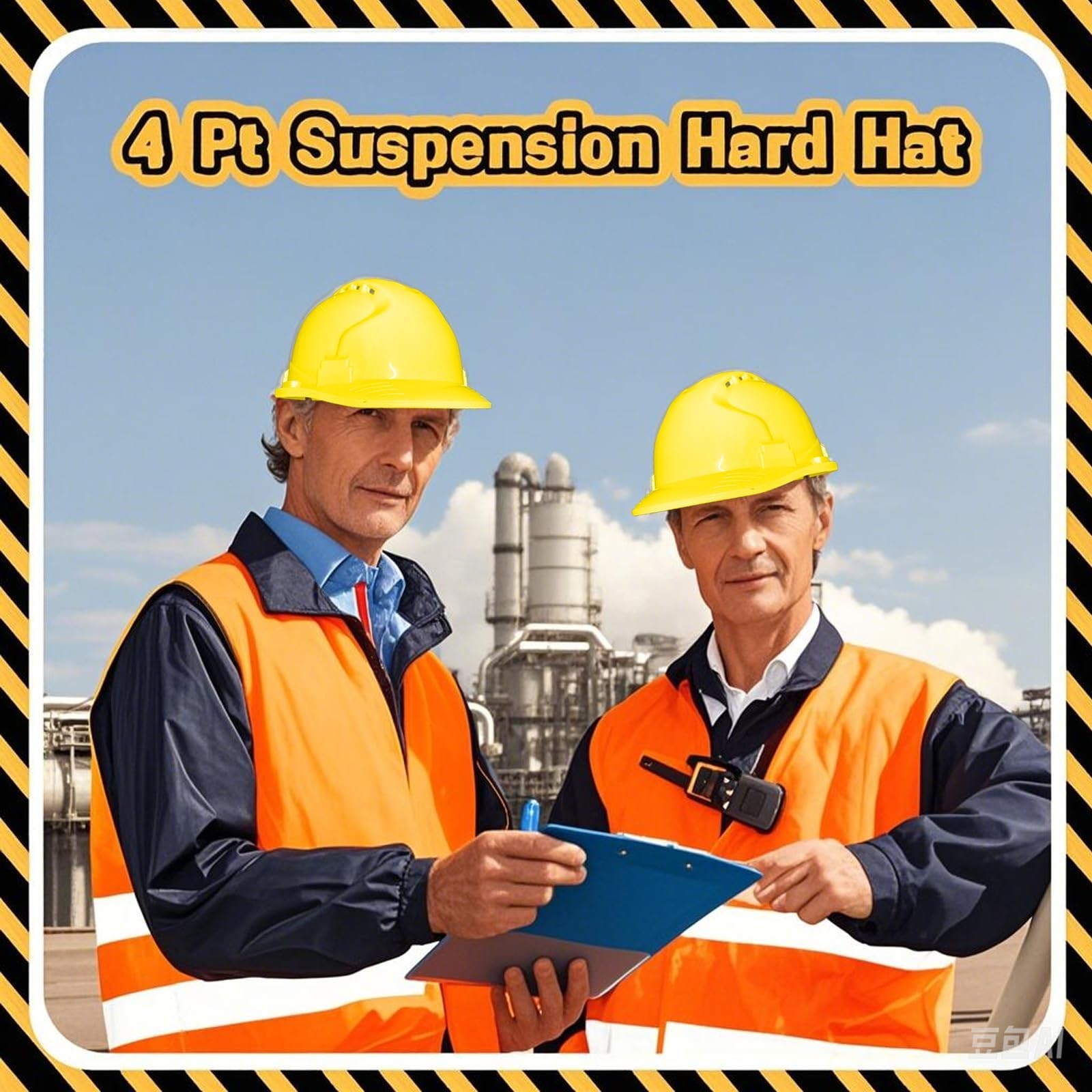 4 Pt. Suspension Hard Hat with Safety Vests Bulk Safety Helmets Adjustable Ra…