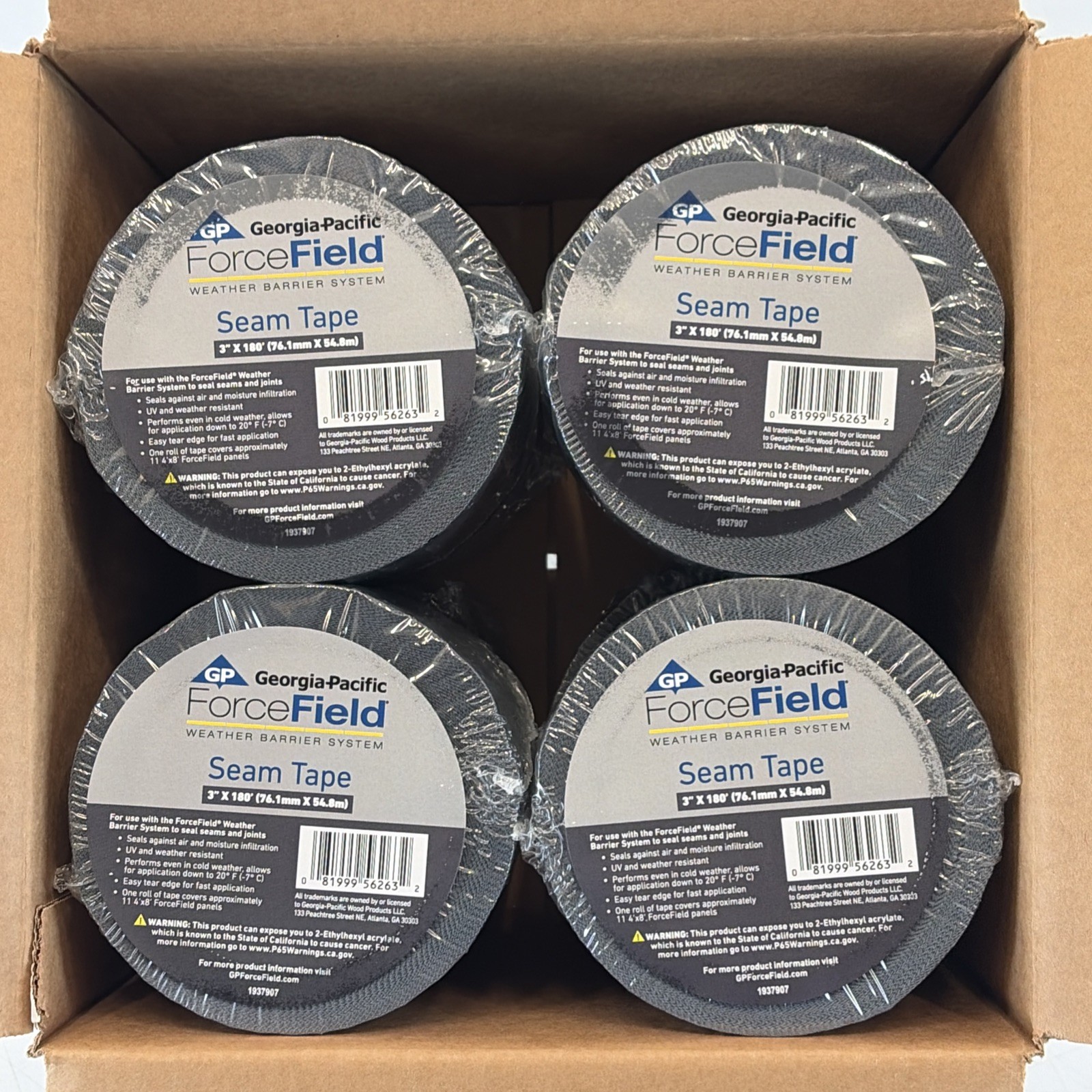Georgia-Pacific 8pc ForceField Seam Tape 3″ x 180′ Weather Barrier Tape 1365980