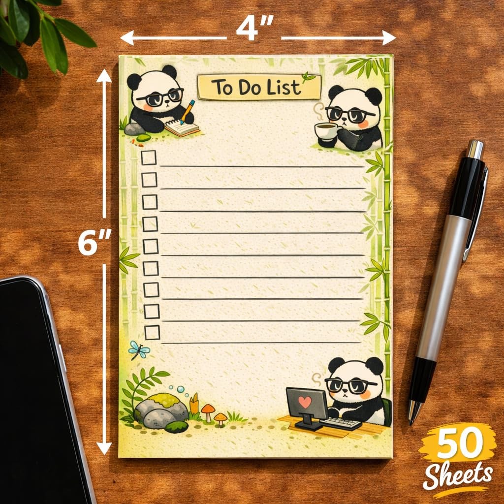 Panda Sticky Notes Gifts,50 Sheets 4×6 Inch Wildlife-Themed Notepad
