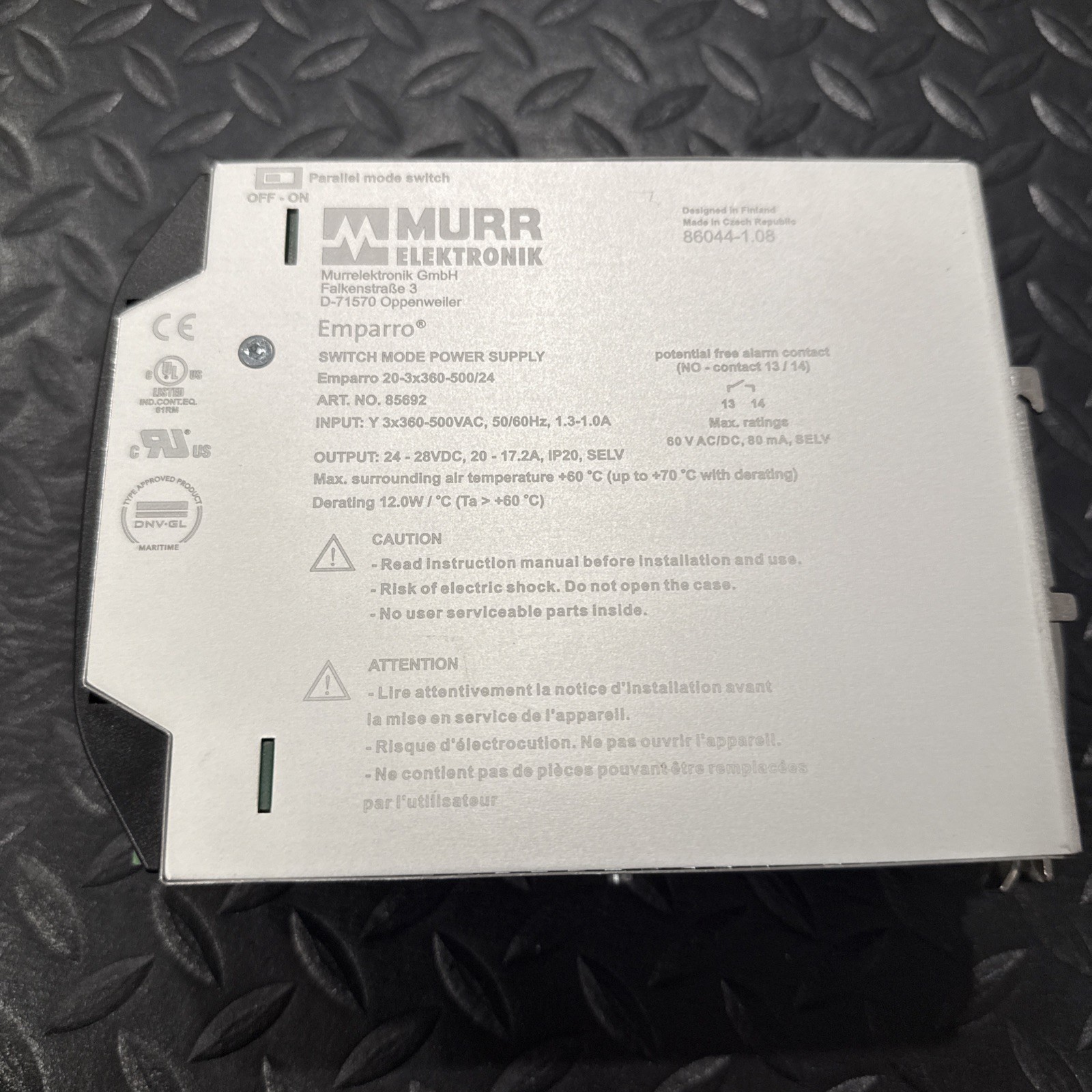 MURR ELEKTRONIK 85692 EMPARRO SWITCH MODE POWER SUPPLY D-71570