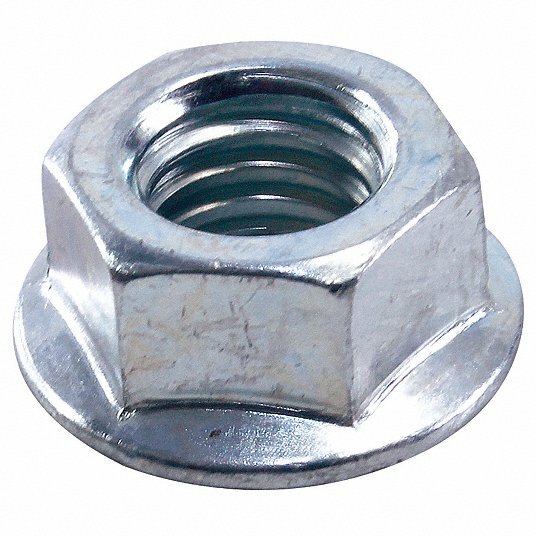 FLANGE NUTS SERRATED 1/4-20, 5/16-18, 3/8-16, ZCN3, Coarse ZINC PLATED STEEL HEX