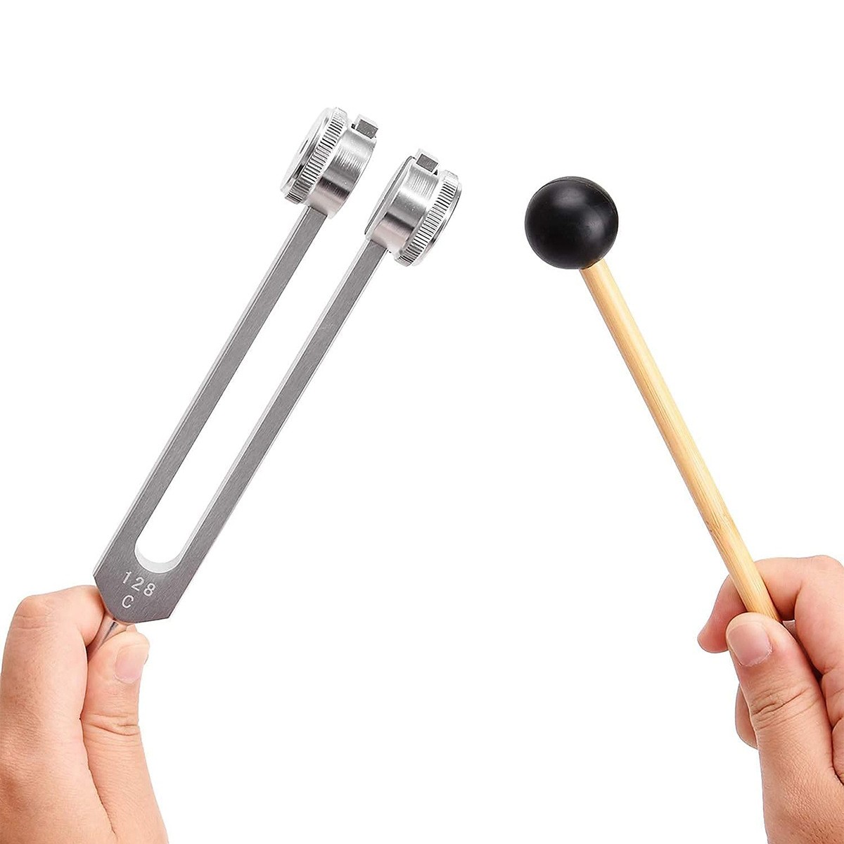 128Hz Healing Tuning Fork with Silicone Hammer Sound Therapy Musical Instrument