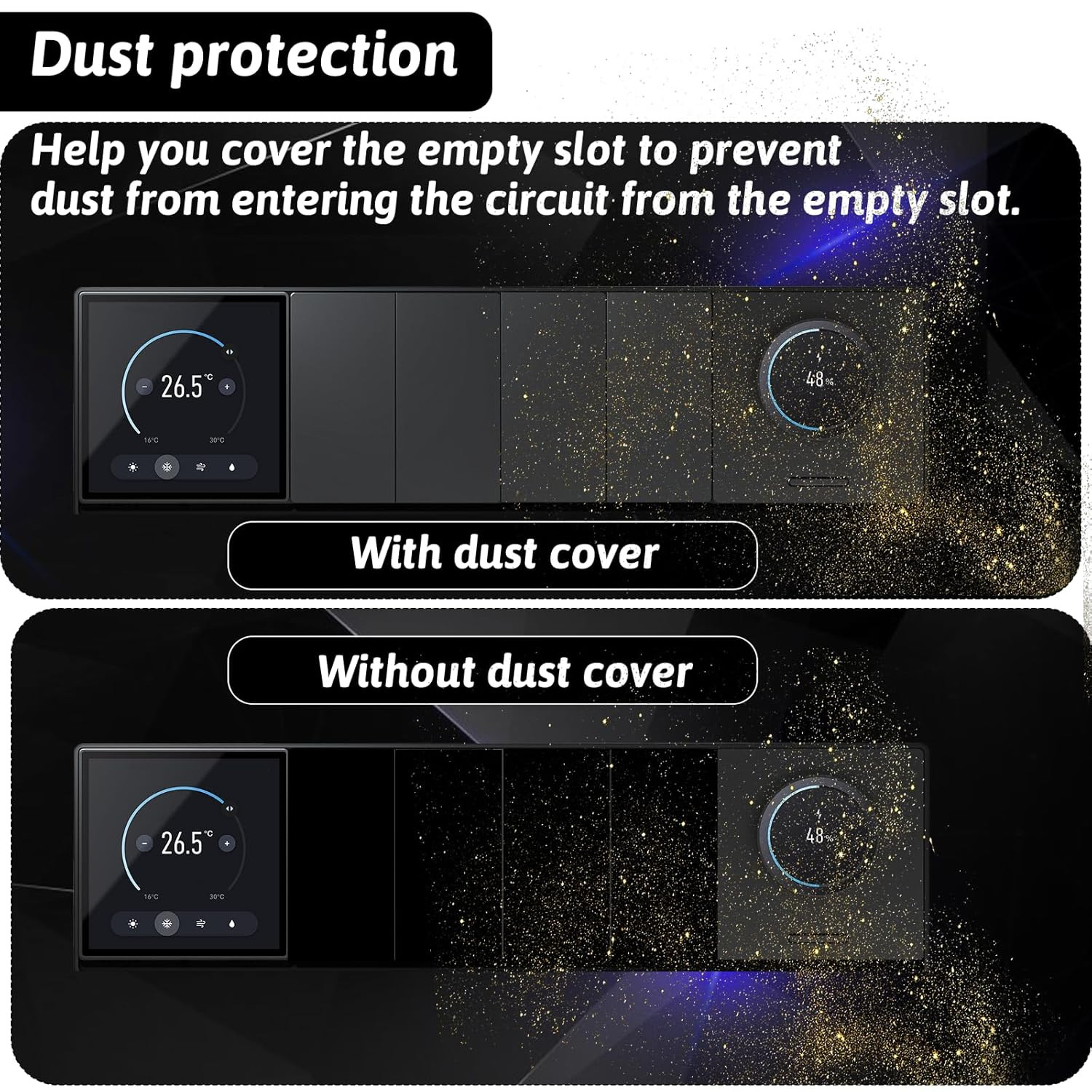 8PCS Rocker Switch Blank Covers Snap-In Plug for Standard Panel Hole 1.89×0.94