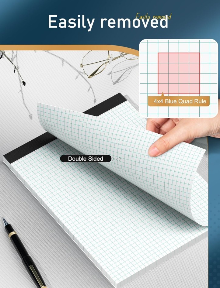 Graph Paper, Grid Paper 8.5 x 11 Graph Paper Pad, [2 Pack] Quad Ruled Grid Paper